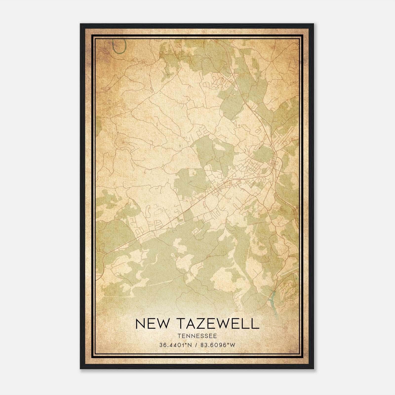 Vintage New Tazewell Tennessee Map Poster, New Tazewell TN City Road Wall Art Print Vintage New Tazewell Tennessee Map Poster, New Tazewell TN City Road Wall Art Print