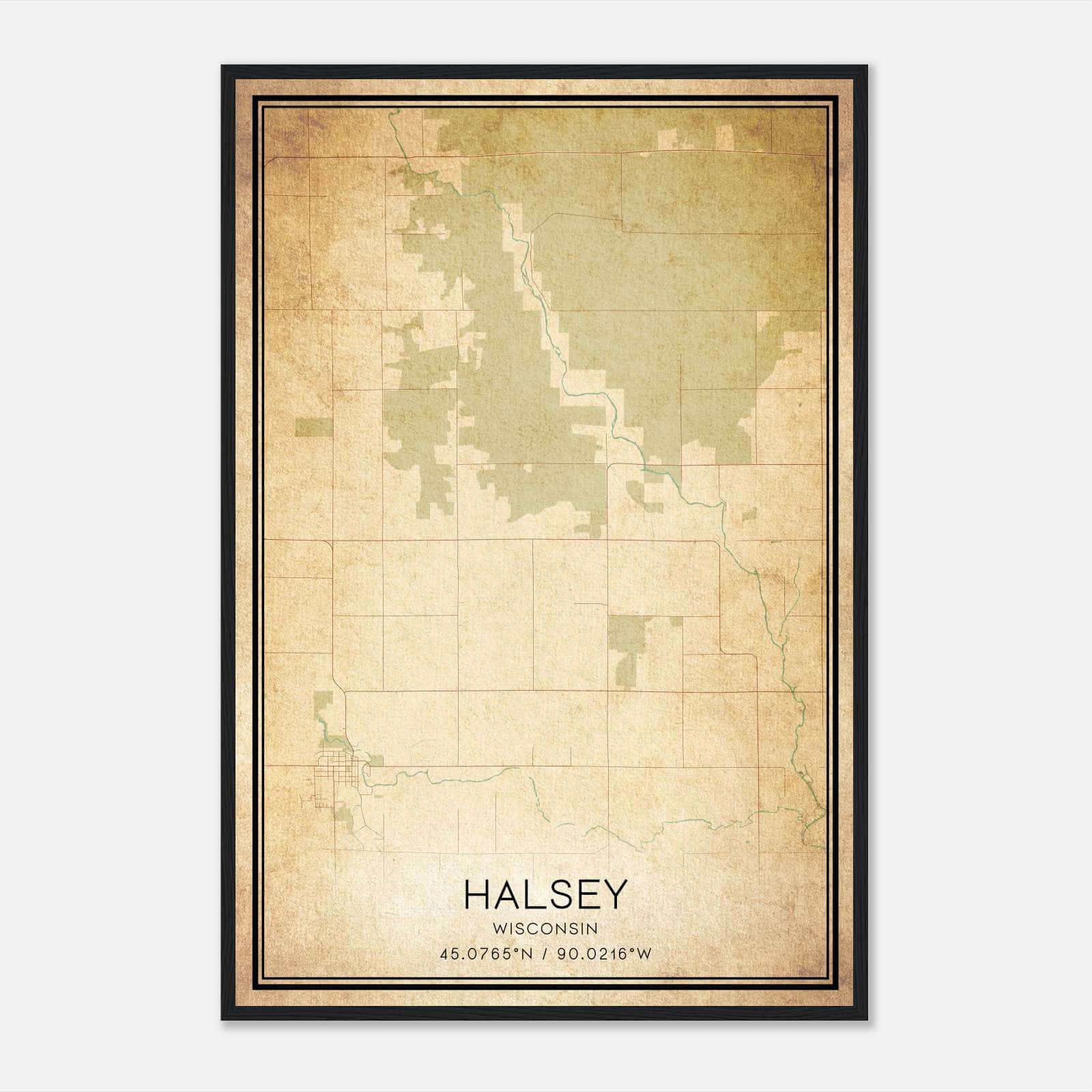 Vintage Halsey Wisconsin Map Poster, Halsey WI City Road Wall Art Print Vintage Halsey Wisconsin Map Poster, Halsey WI City Road Wall Art Print