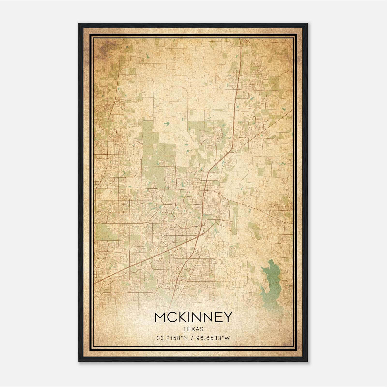 Vintage Mckinney Texas Map Poster, Mckinney TX City Road Wall Art Print Vintage Mckinney Texas Map Poster, Mckinney TX City Road Wall Art Print