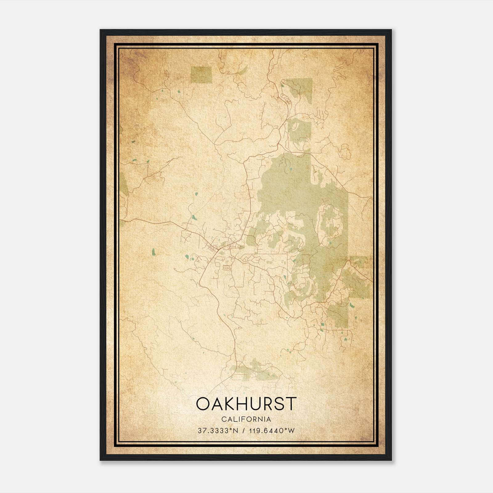 Vintage Oakhurst California Map Poster, Oakhurst CA City Road Wall Art Print Vintage Oakhurst California Map Poster, Oakhurst CA City Road Wall Art Print