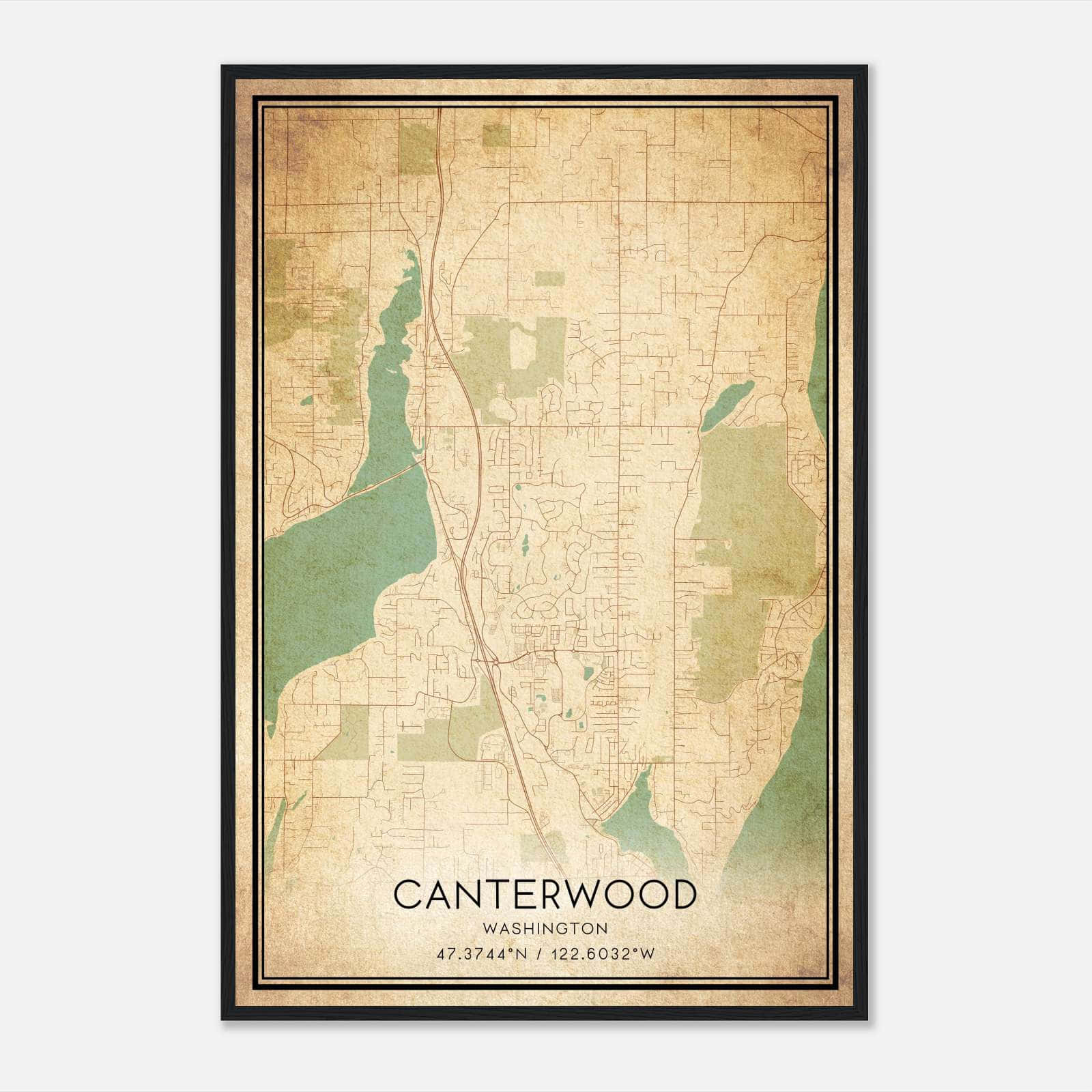 Vintage Canterwood Washington Map Poster, Canterwood WA City Road Wall Art Print Vintage Canterwood Washington Map Poster, Canterwood WA City Road Wall Art Print