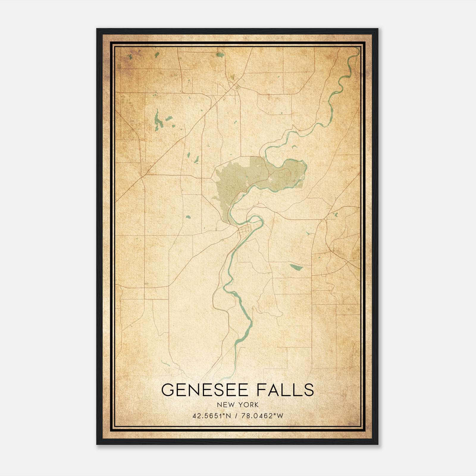 Vintage Genesee Falls New York Map Poster, Genesee Falls NY City Road Wall Art Print Vintage Genesee Falls New York Map Poster, Genesee Falls NY City Road Wall Art Print