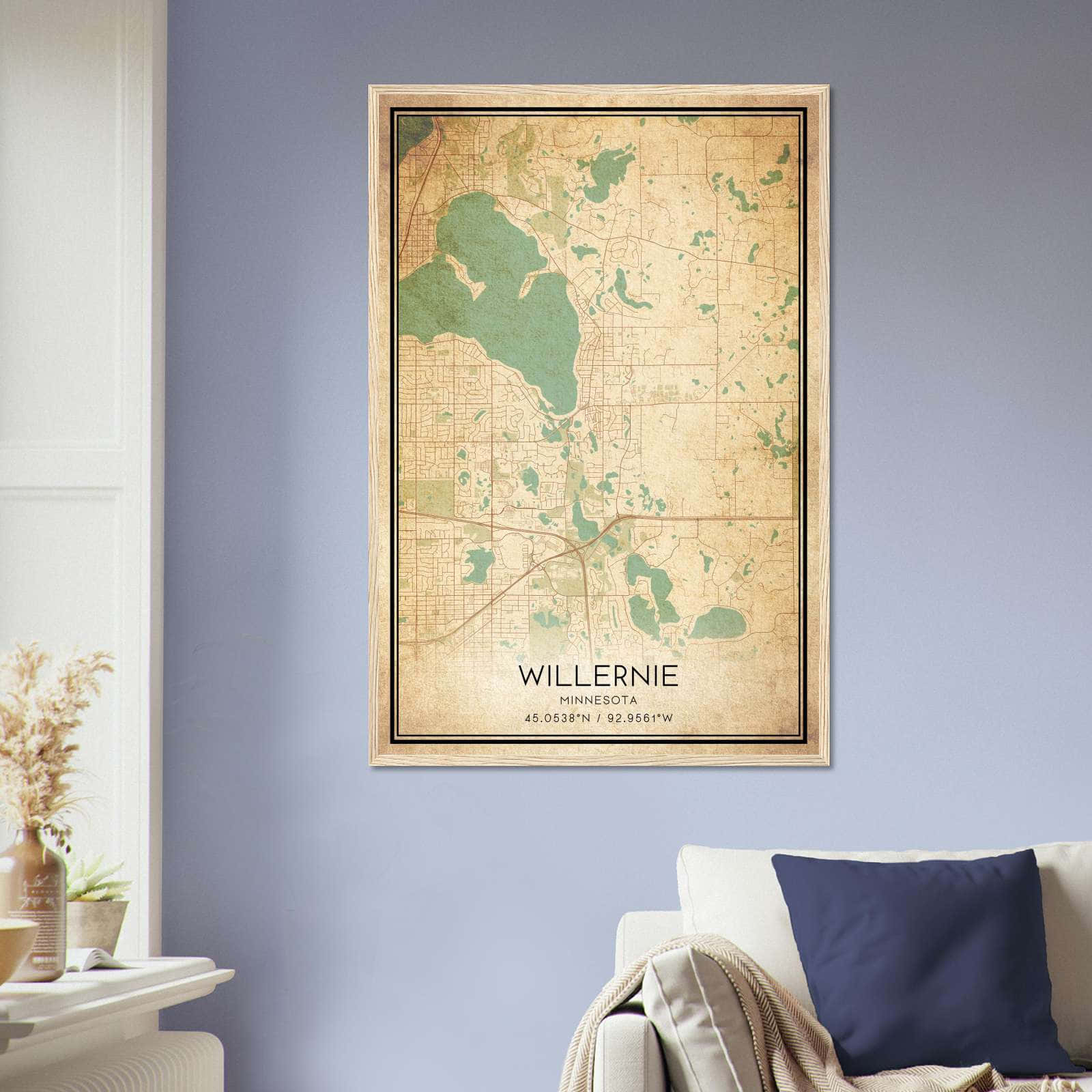 Vintage Willernie Minnesota Map Poster, Willernie MN City Road Wall Art Print