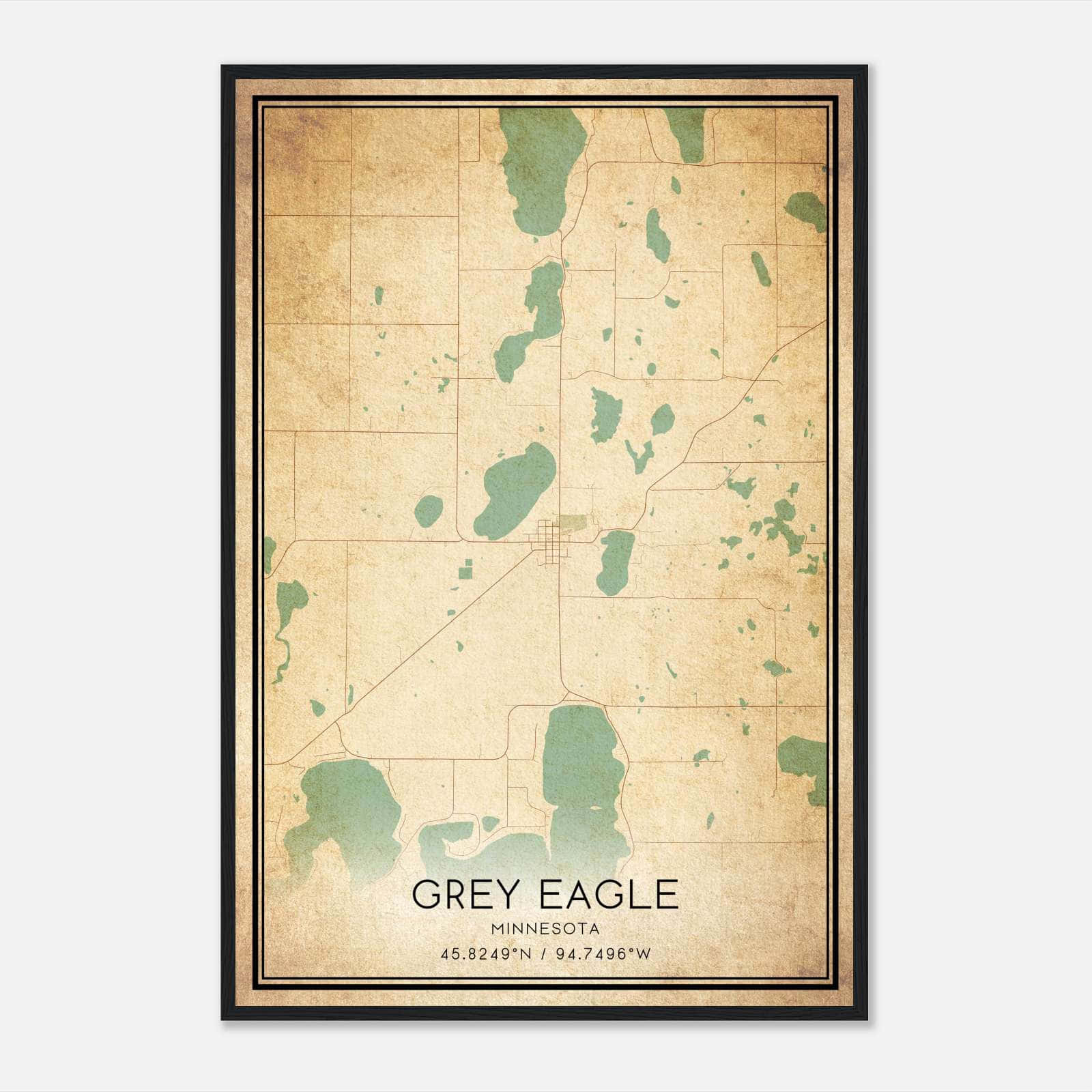 Vintage Grey Eagle Minnesota Map Poster, Grey Eagle MN City Road Wall Art Print Vintage Grey Eagle Minnesota Map Poster, Grey Eagle MN City Road Wall Art Print