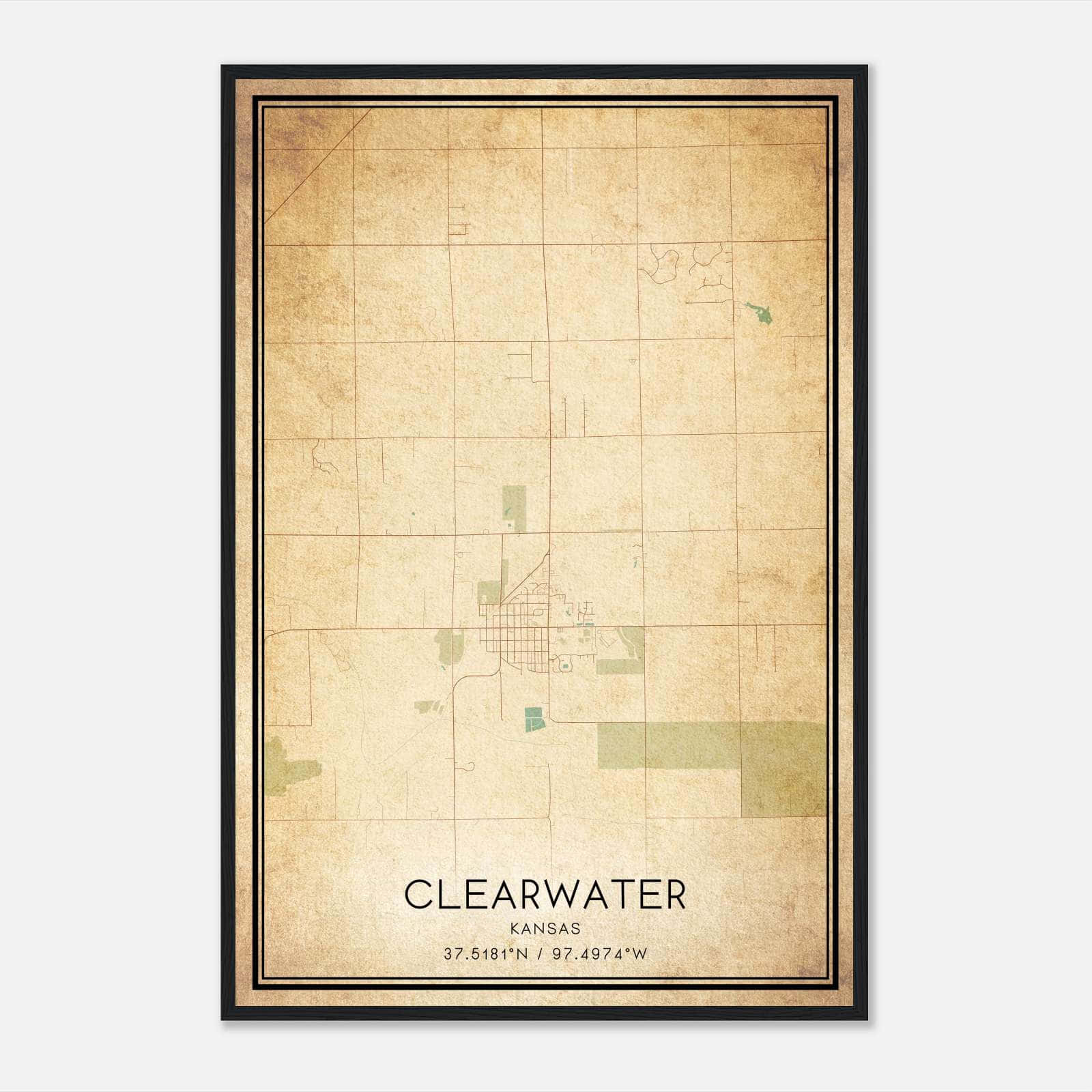 Vintage Clearwater Kansas Map Poster, Clearwater KS City Road Wall Art Print Vintage Clearwater Kansas Map Poster, Clearwater KS City Road Wall Art Print
