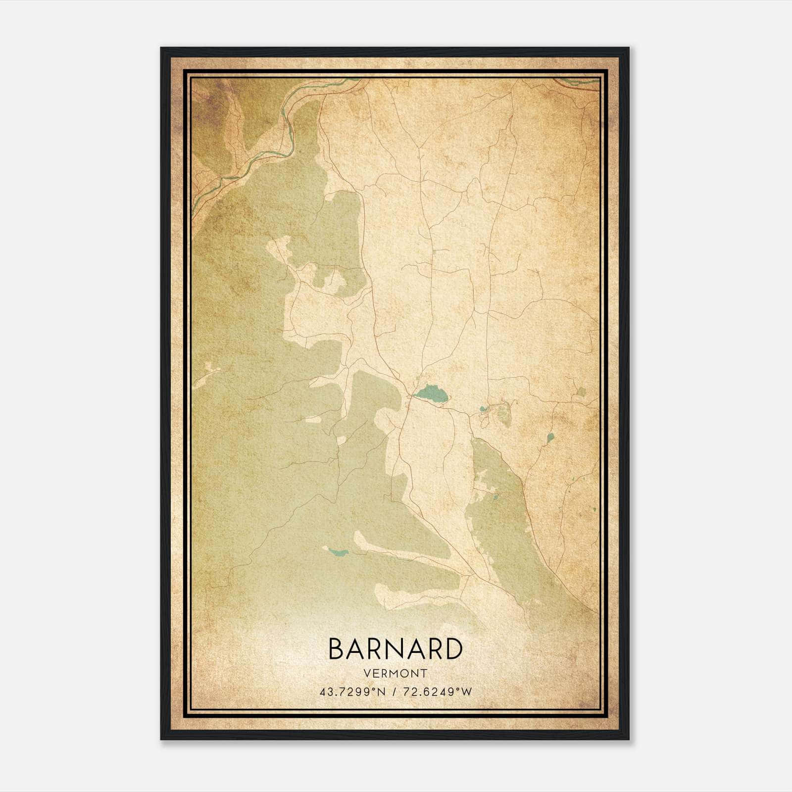 Vintage Barnard Vermont Map Poster, Barnard VT City Road Wall Art Print Vintage Barnard Vermont Map Poster, Barnard VT City Road Wall Art Print