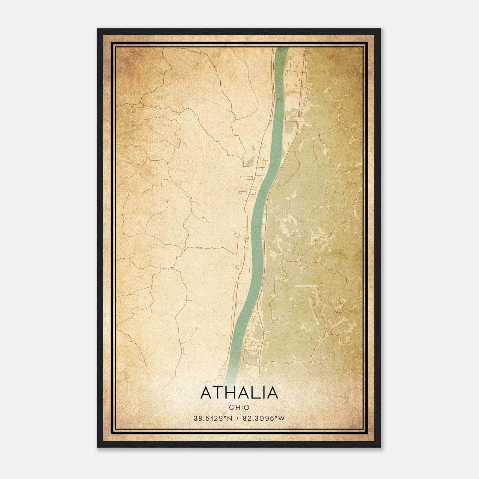 Vintage Athalia Ohio Map Poster, Athalia OH City Road Wall Art Print Vintage Athalia Ohio Map Poster, Athalia OH City Road Wall Art Print
