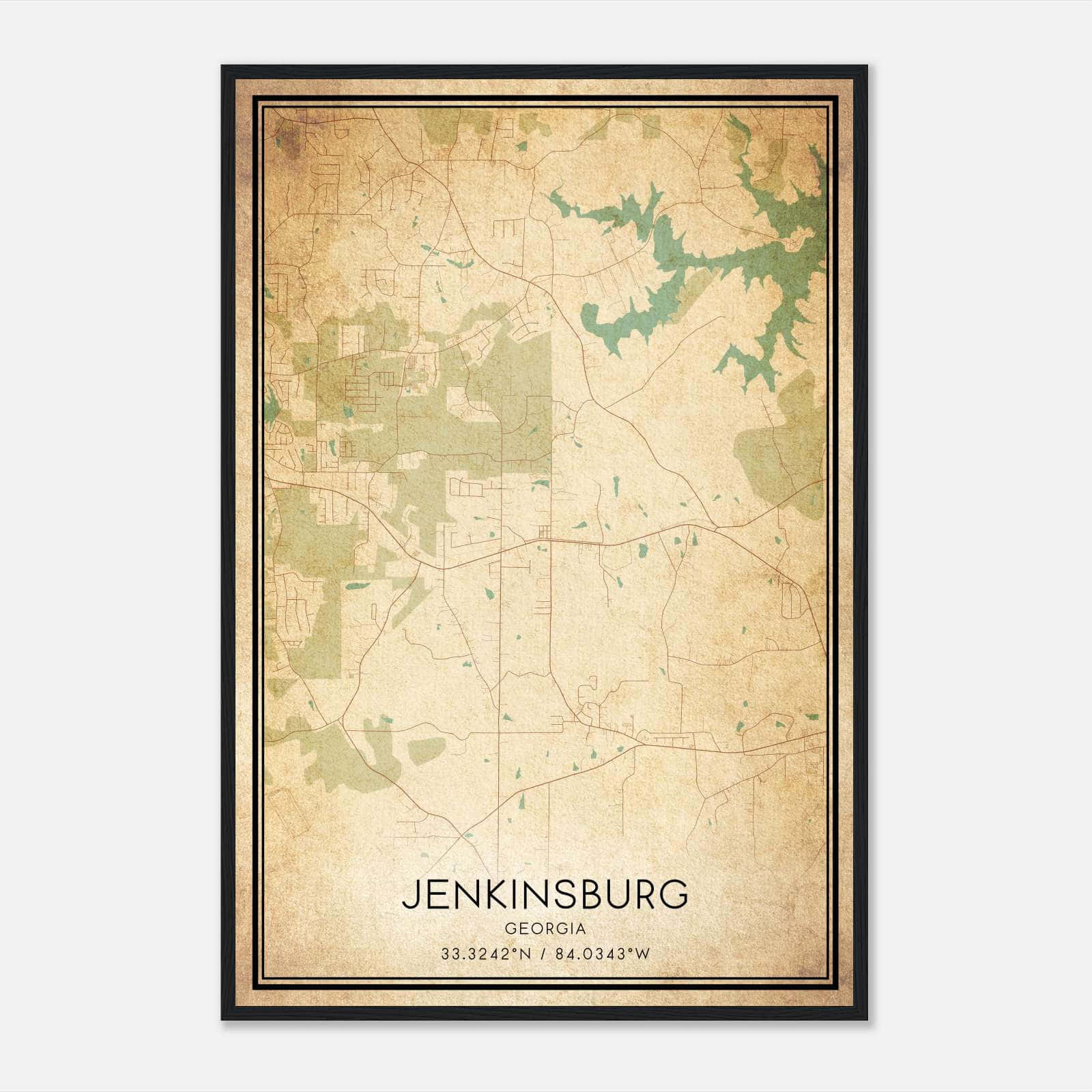 Vintage Jenkinsburg Georgia Map Poster, Jenkinsburg GA City Road Wall Art Print Vintage Jenkinsburg Georgia Map Poster, Jenkinsburg GA City Road Wall Art Print