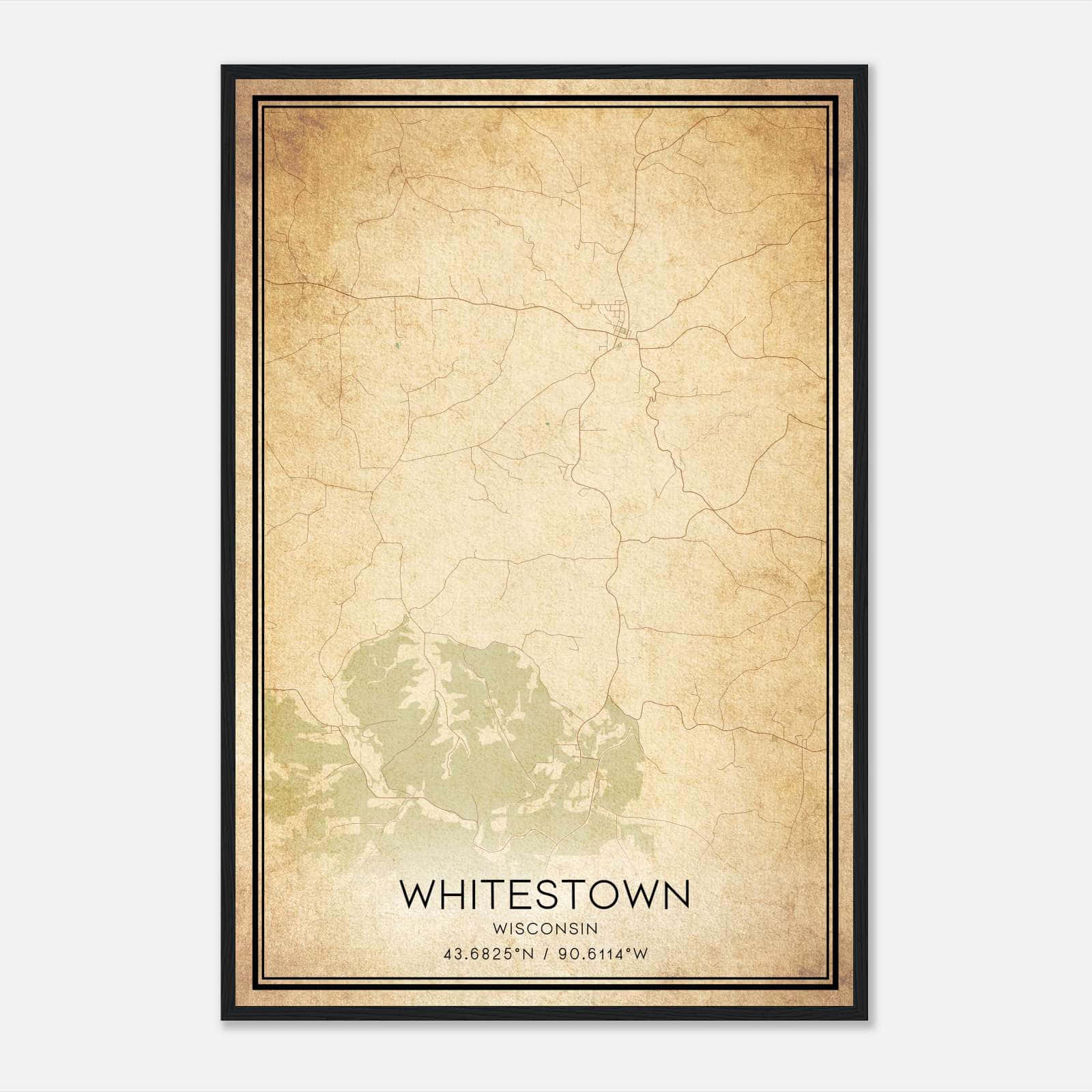Vintage Whitestown Wisconsin Map Poster, Whitestown WI City Road Wall Art Print Vintage Whitestown Wisconsin Map Poster, Whitestown WI City Road Wall Art Print