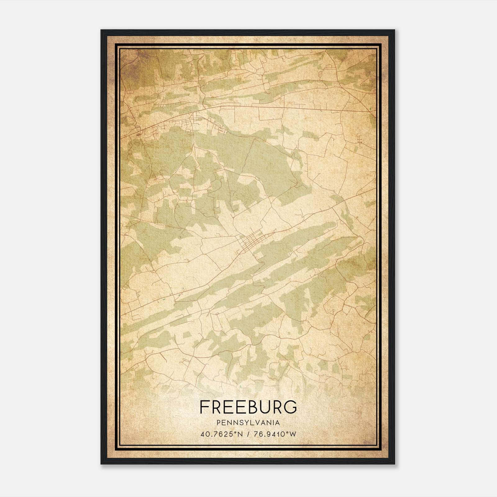 Vintage Freeburg Pennsylvania Map Poster, Freeburg PA City Road Wall Art Print Vintage Freeburg Pennsylvania Map Poster, Freeburg PA City Road Wall Art Print
