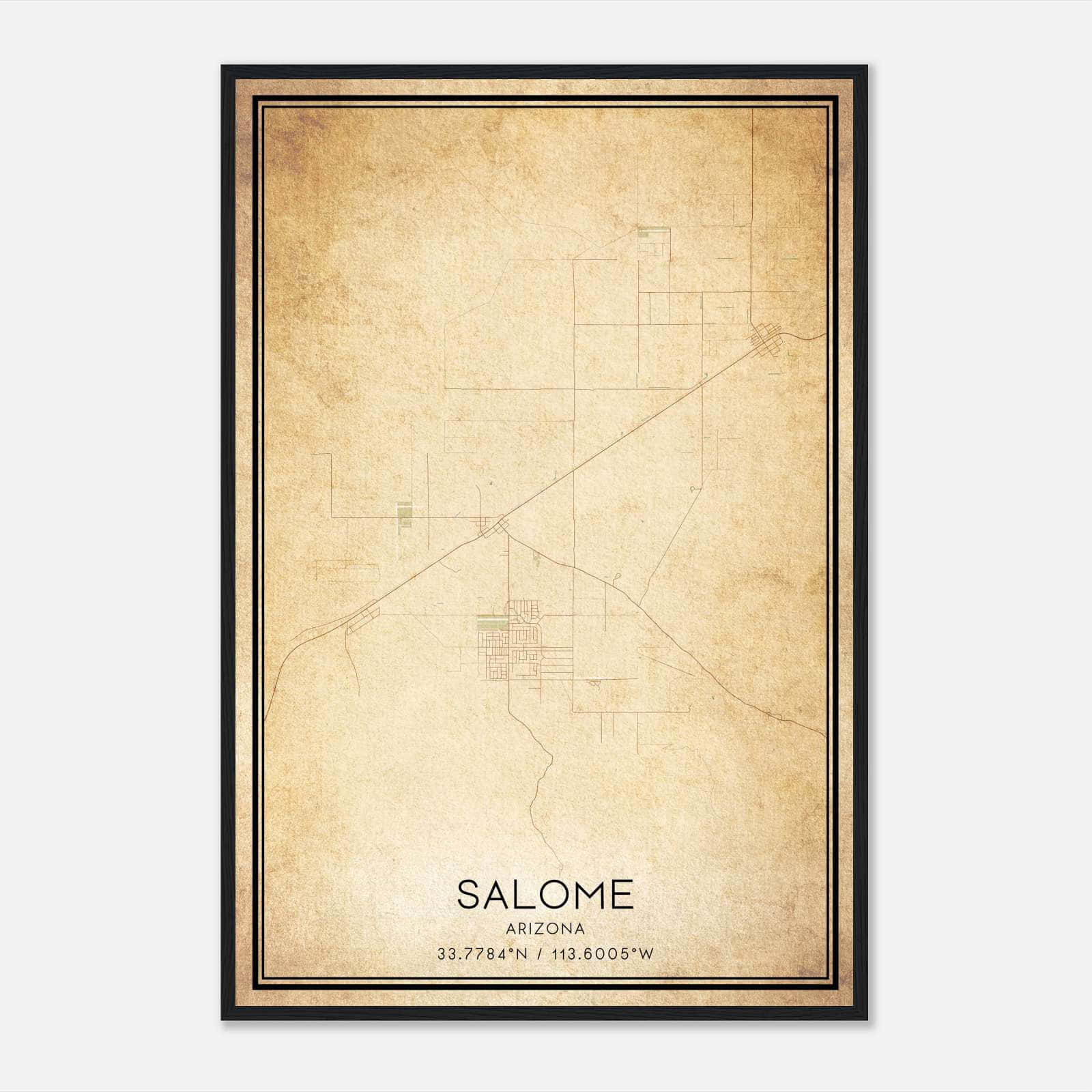 Vintage Salome Arizona Map Poster, Salome AZ City Road Wall Art Print Vintage Salome Arizona Map Poster, Salome AZ City Road Wall Art Print