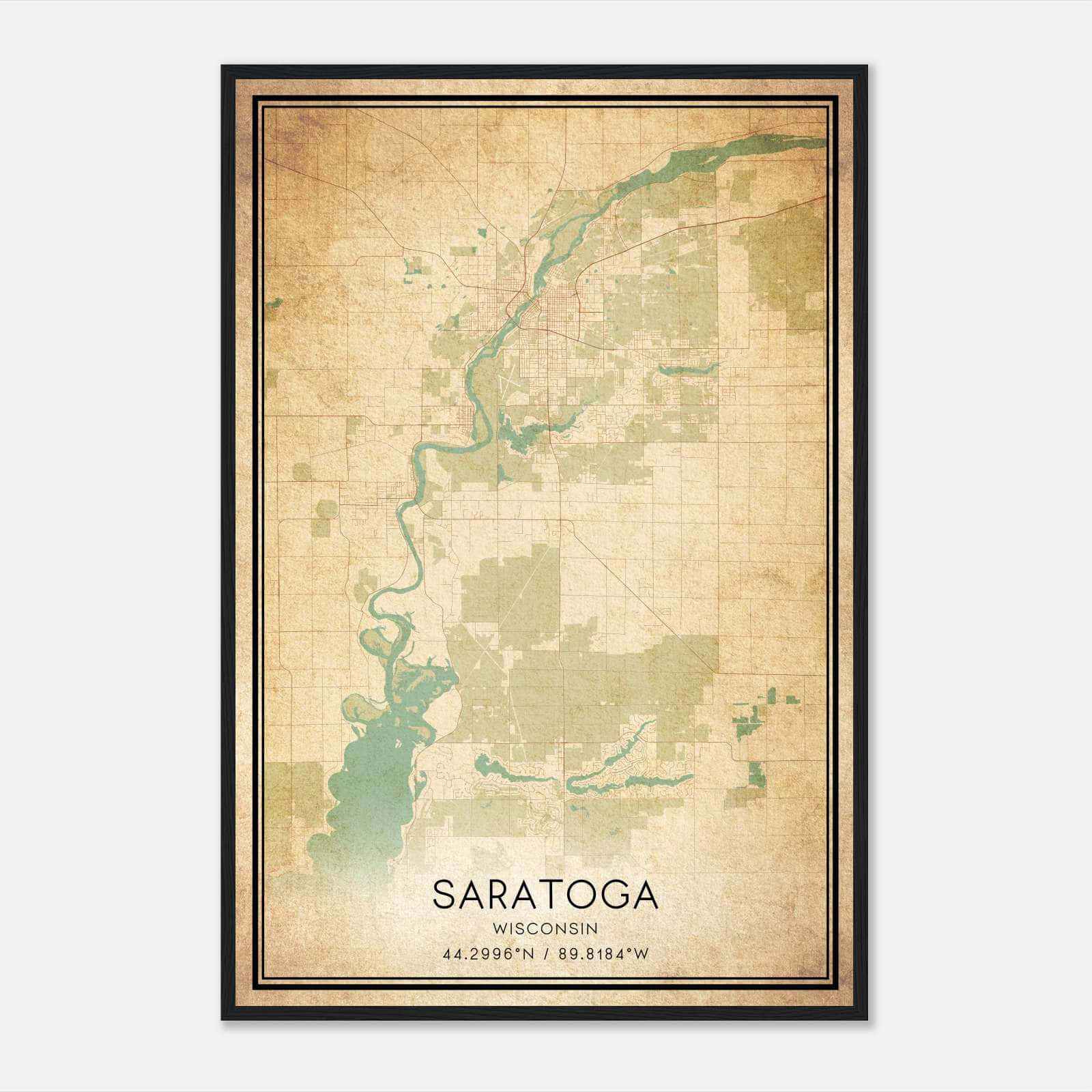 Vintage Saratoga Wisconsin Map Poster, Saratoga WI City Road Wall Art Print Vintage Saratoga Wisconsin Map Poster, Saratoga WI City Road Wall Art Print