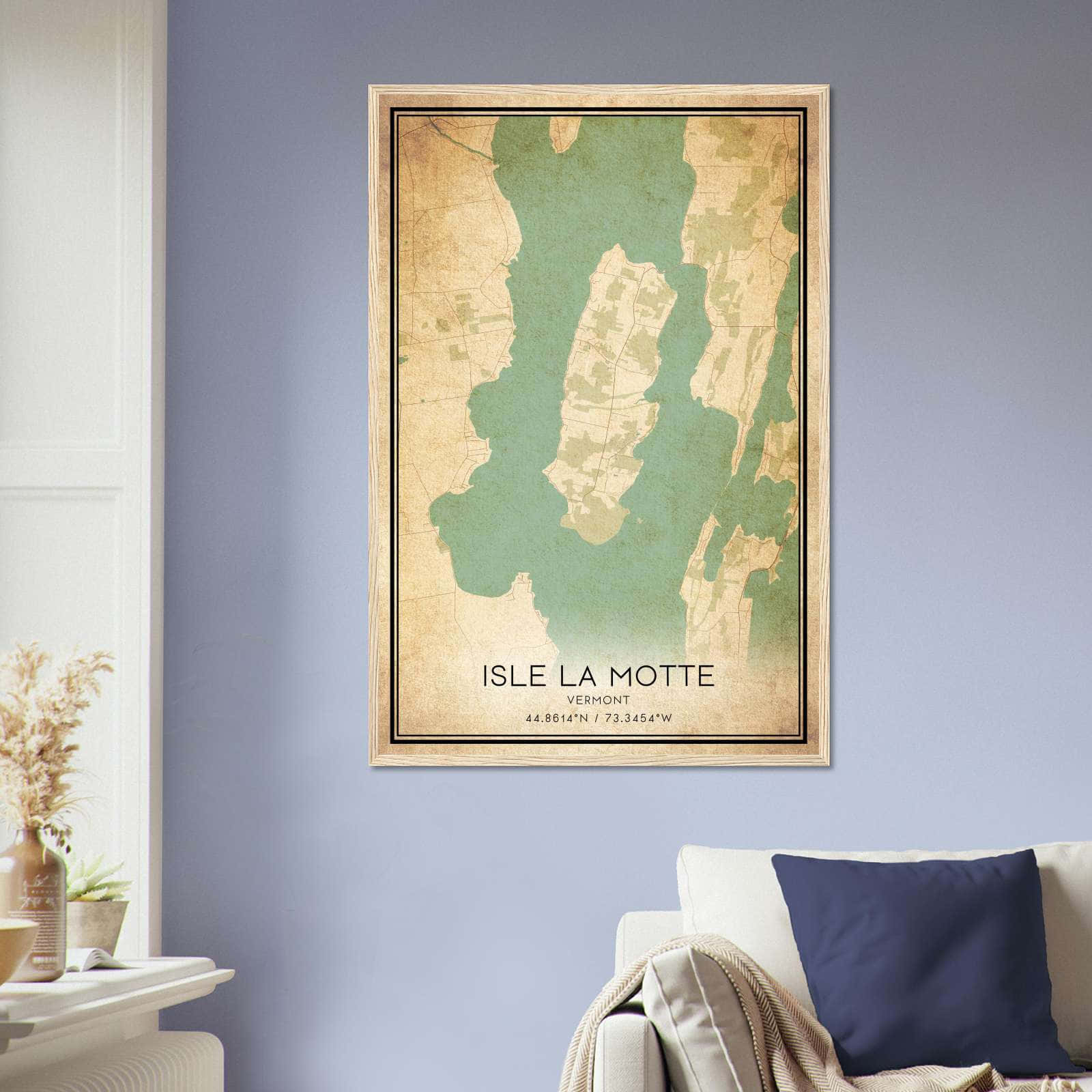 Vintage Isle La Motte Vermont Map Poster, Isle La Motte VT City Road Wall Art Print