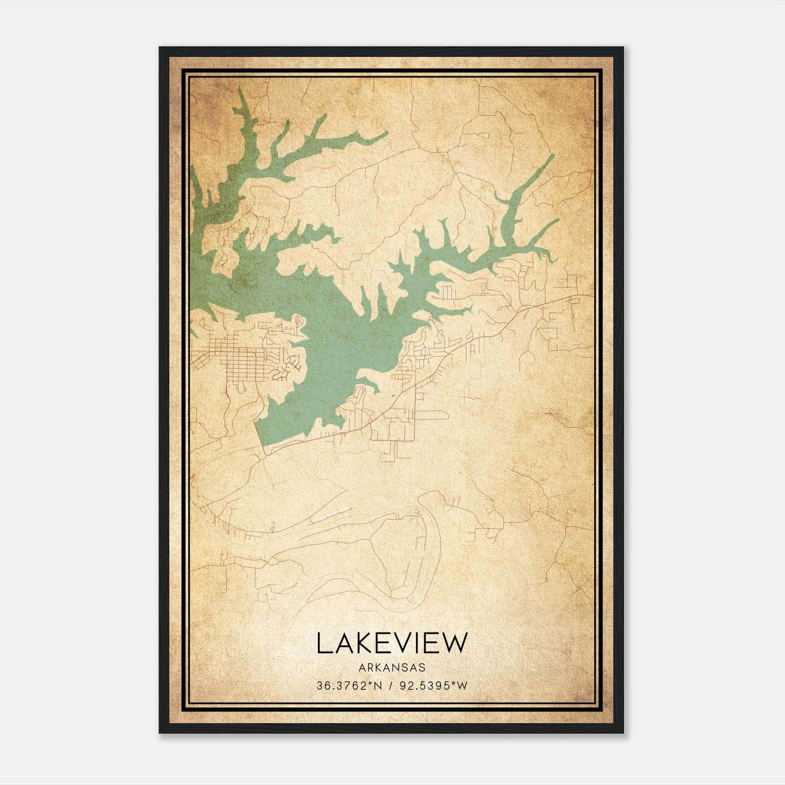 Vintage Lakeview Arkansas Map Poster, Lakeview AR City Road Wall Art Print Vintage Lakeview Arkansas Map Poster, Lakeview AR City Road Wall Art Print