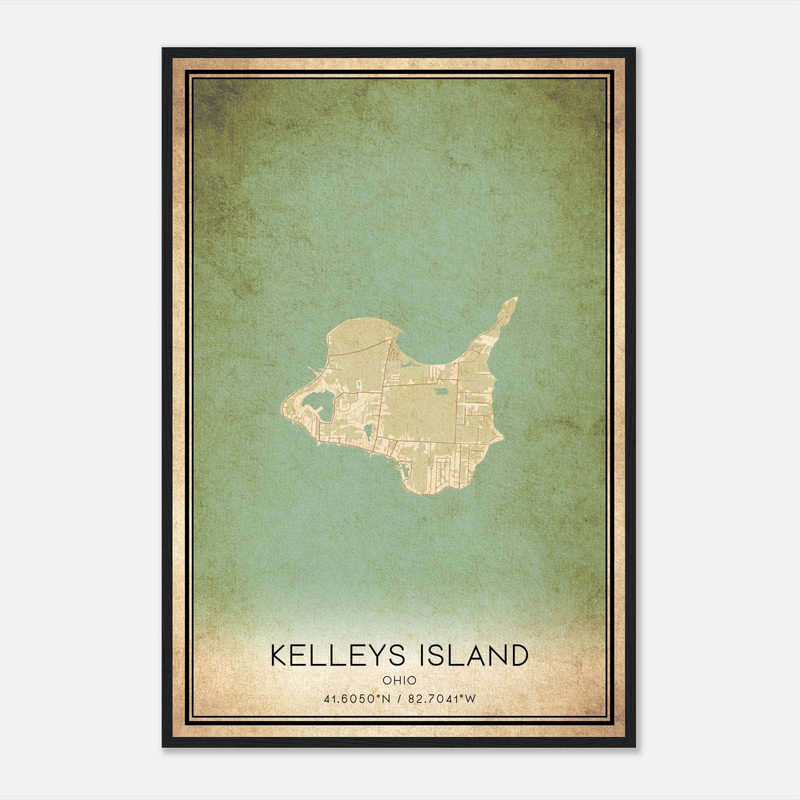 Vintage Kelleys Island Ohio Map Poster, Kelleys Island OH City Road Wall Art Print Vintage Kelleys Island Ohio Map Poster, Kelleys Island OH City Road Wall Art Print