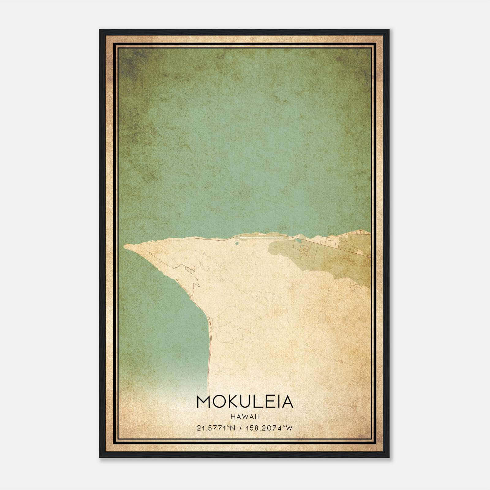 Vintage Mokuleia Hawaii Map Poster, Mokuleia HI City Road Wall Art Print Vintage Mokuleia Hawaii Map Poster, Mokuleia HI City Road Wall Art Print