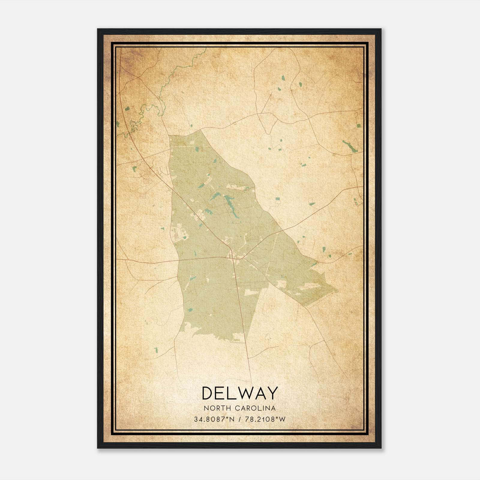 Vintage Delway North Carolina Map Poster, Delway NC City Road Wall Art Print Vintage Delway North Carolina Map Poster, Delway NC City Road Wall Art Print