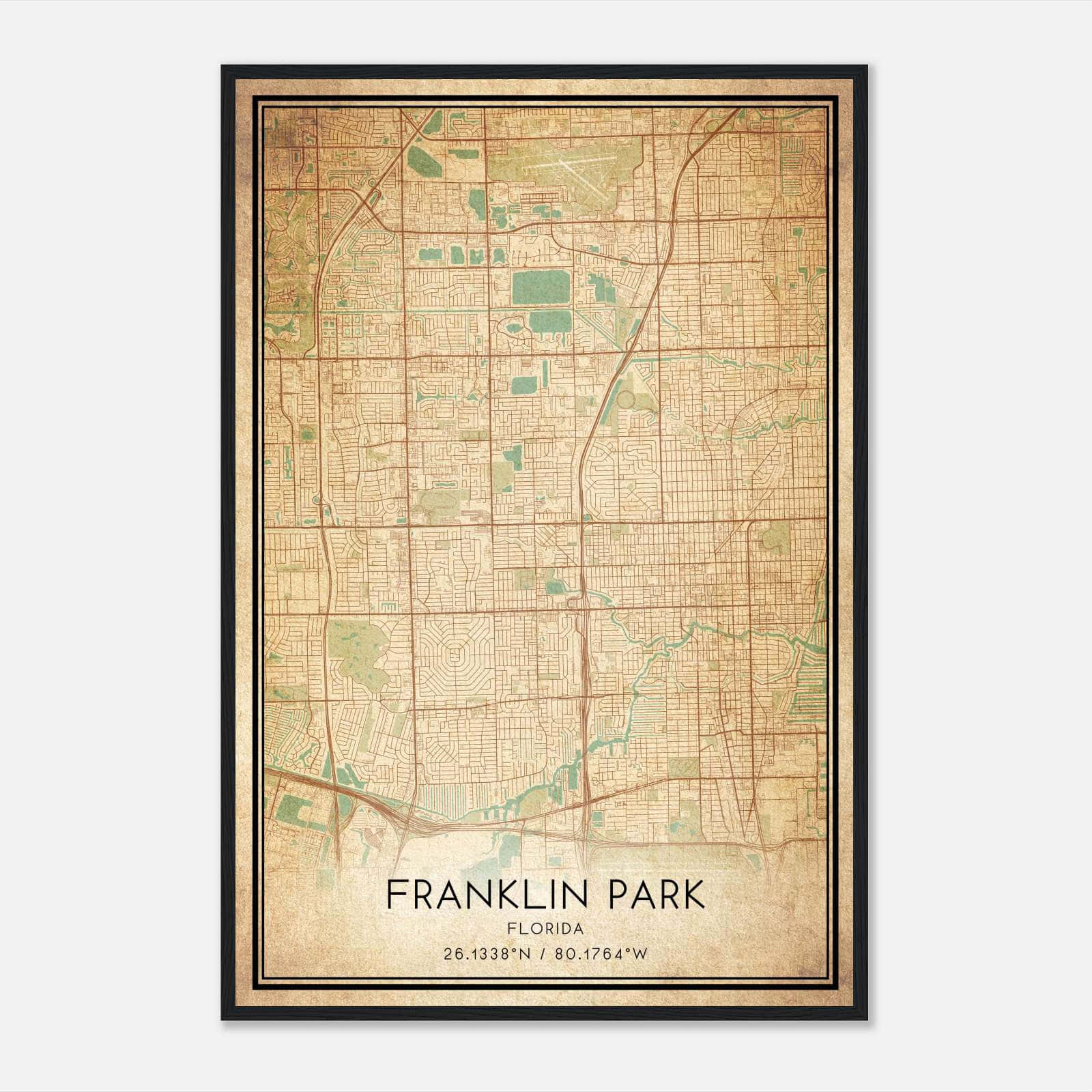 Vintage Franklin Park Florida Map Poster, Franklin Park FL City Road Wall Art Print Vintage Franklin Park Florida Map Poster, Franklin Park FL City Road Wall Art Print