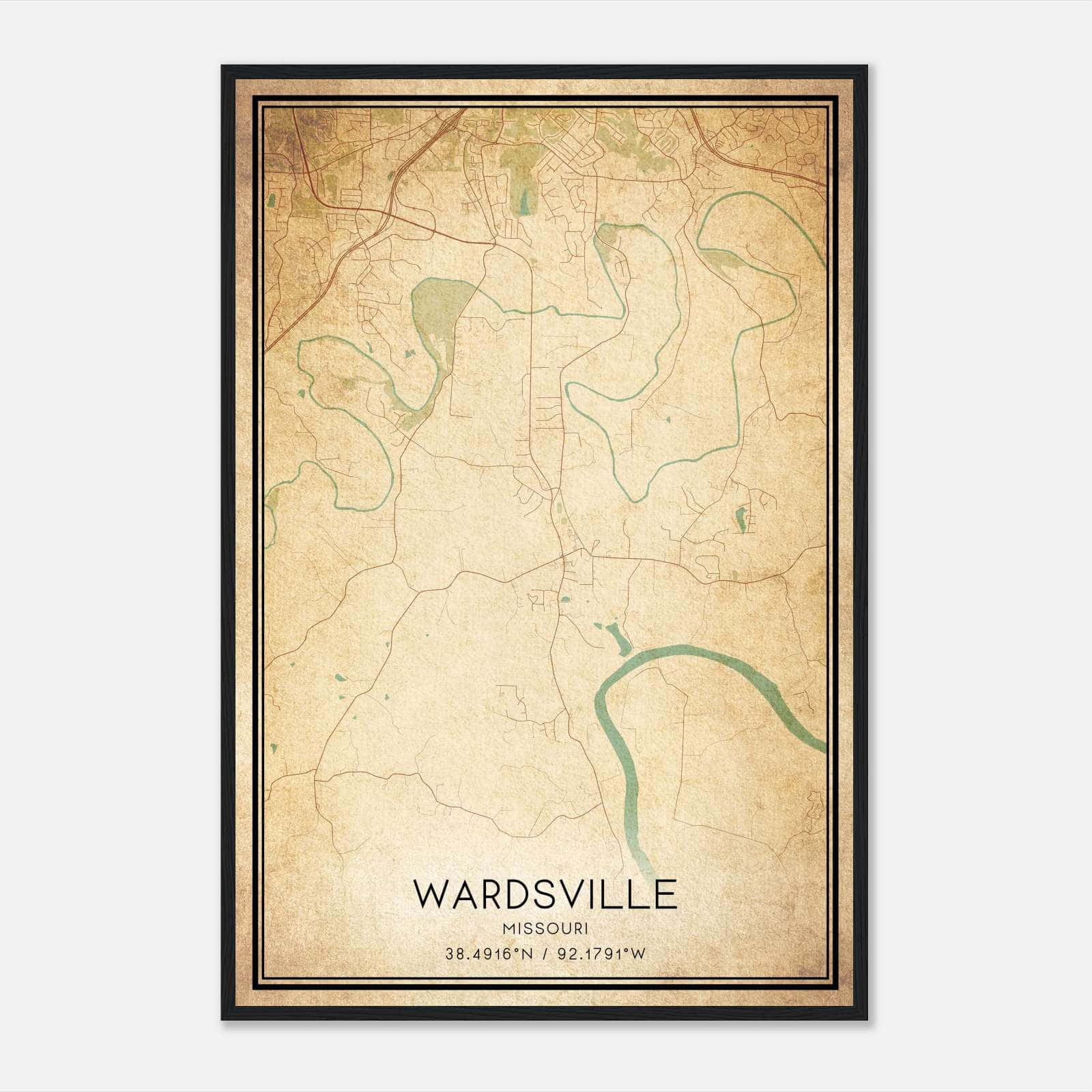 Vintage Wardsville Missouri Map Poster, Wardsville MO City Road Wall Art Print Vintage Wardsville Missouri Map Poster, Wardsville MO City Road Wall Art Print