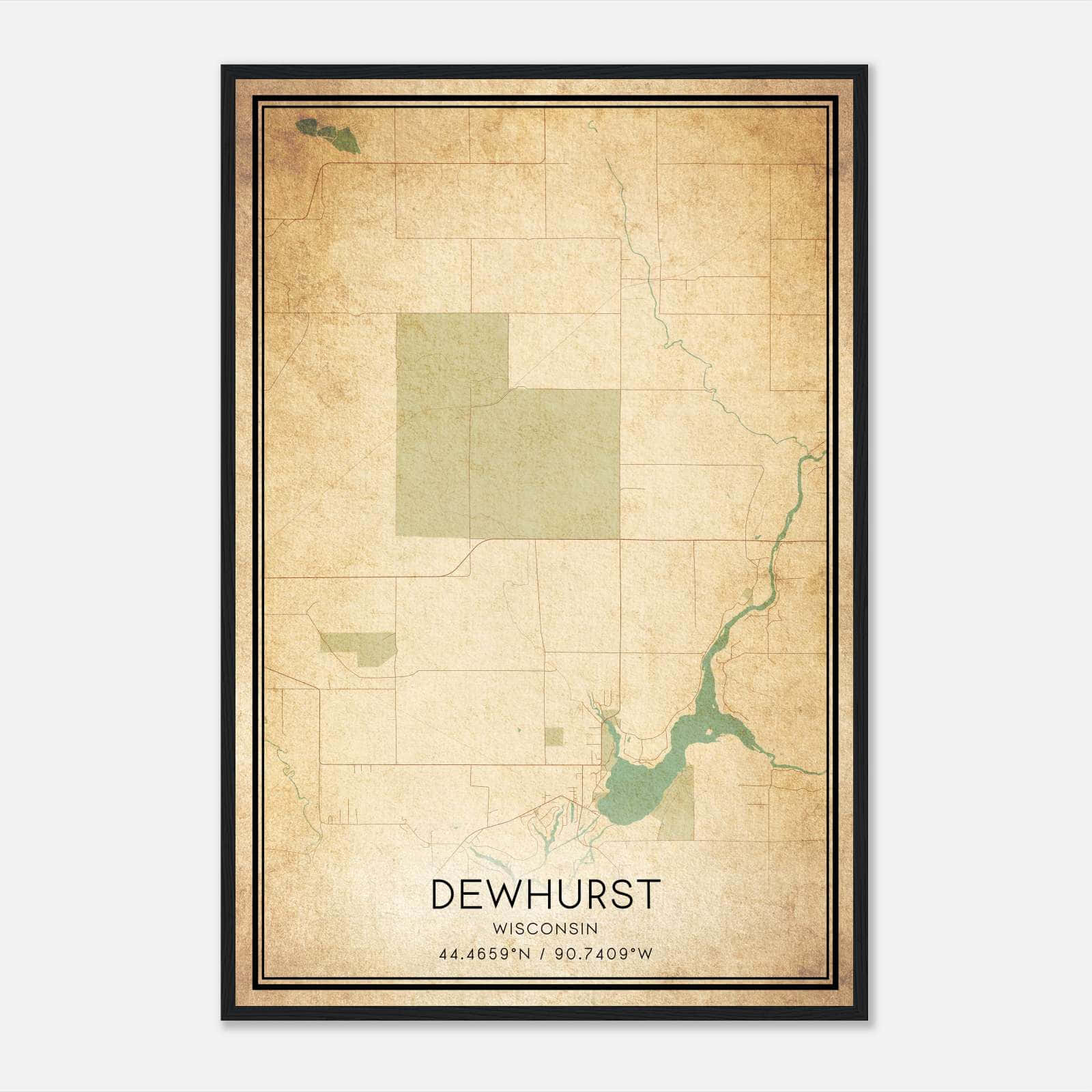 Vintage Dewhurst Wisconsin Map Poster, Dewhurst WI City Road Wall Art Print Vintage Dewhurst Wisconsin Map Poster, Dewhurst WI City Road Wall Art Print