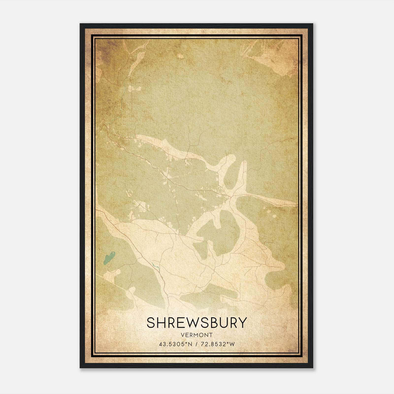 Vintage Shrewsbury Vermont Map Poster, Shrewsbury VT City Road Wall Art Print Vintage Shrewsbury Vermont Map Poster, Shrewsbury VT City Road Wall Art Print