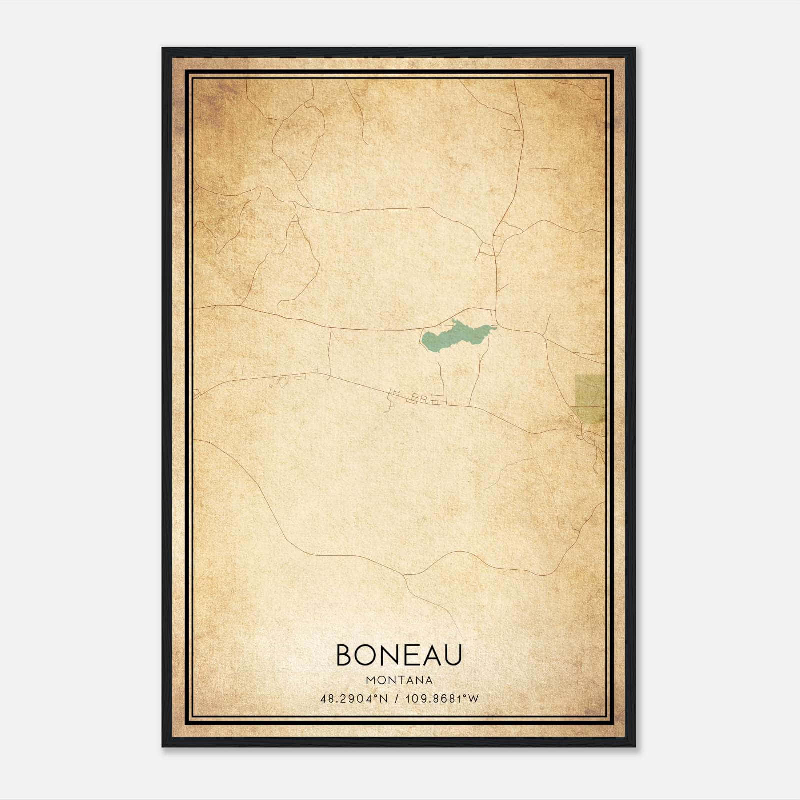 Vintage Boneau Montana Map Poster, Boneau MT City Road Wall Art Print Vintage Boneau Montana Map Poster, Boneau MT City Road Wall Art Print