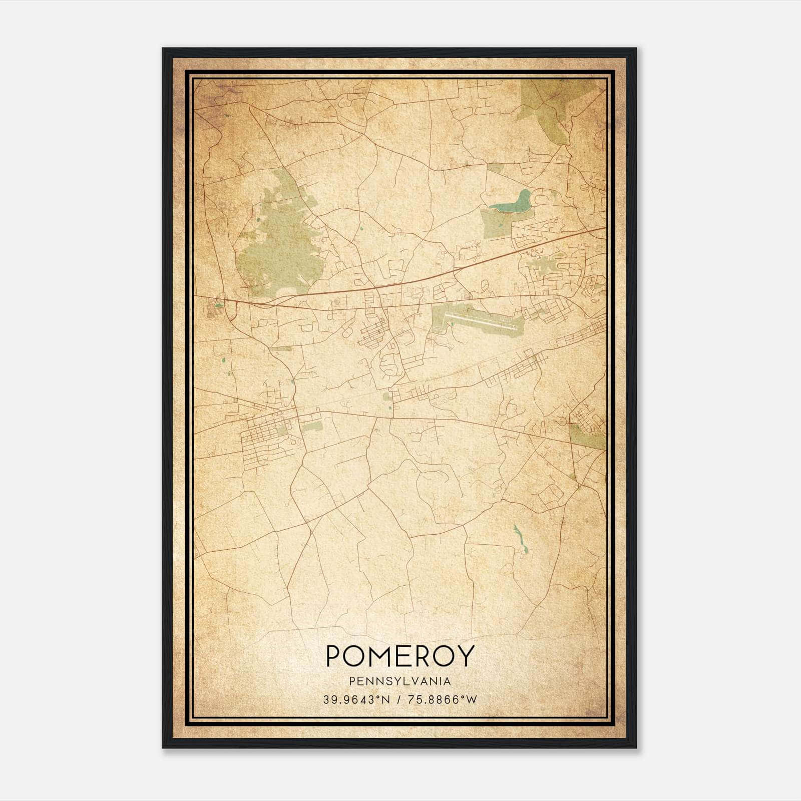Vintage Pomeroy Pennsylvania Map Poster, Pomeroy PA City Road Wall Art Print Vintage Pomeroy Pennsylvania Map Poster, Pomeroy PA City Road Wall Art Print