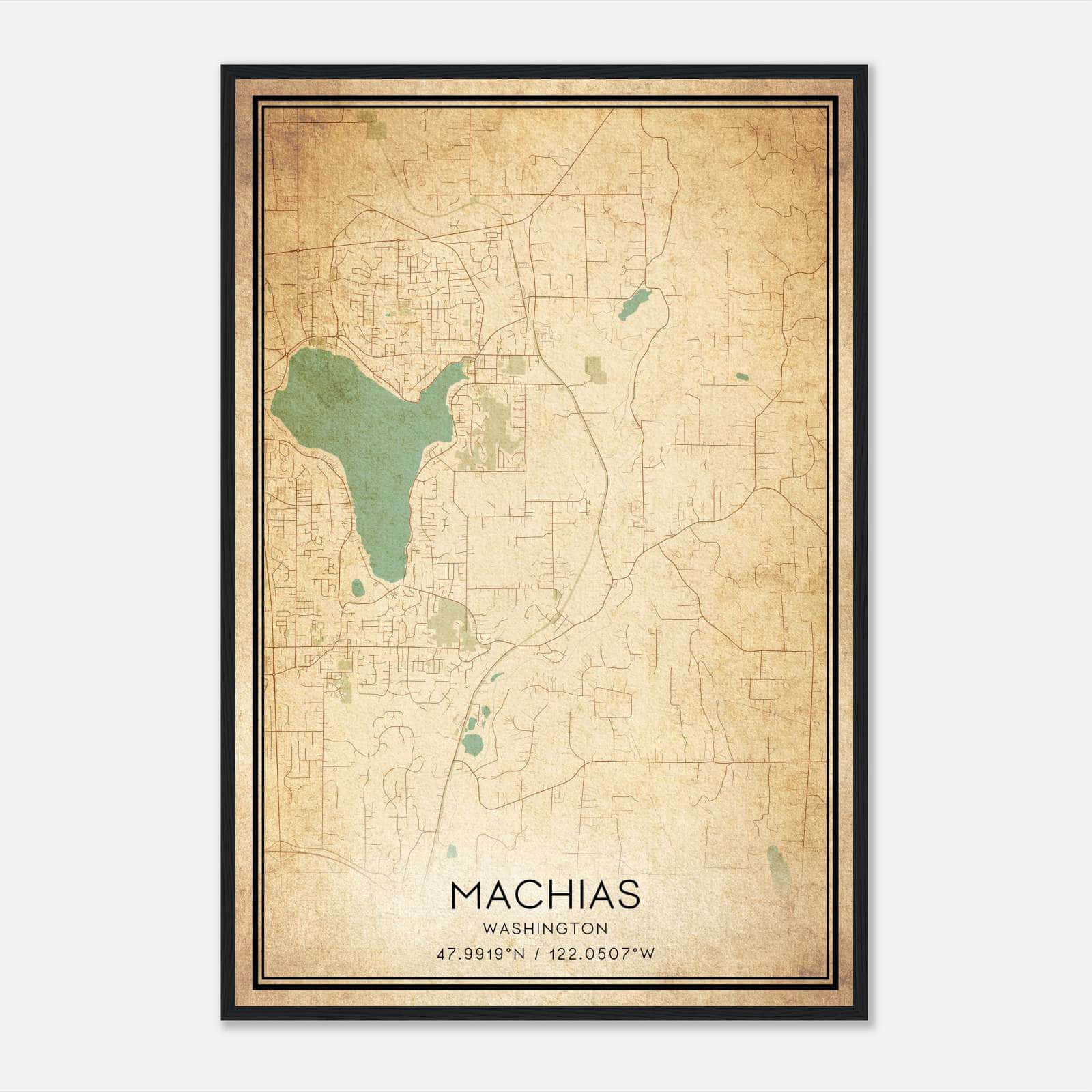 Vintage Machias Washington Map Poster, Machias WA City Road Wall Art Print Vintage Machias Washington Map Poster, Machias WA City Road Wall Art Print