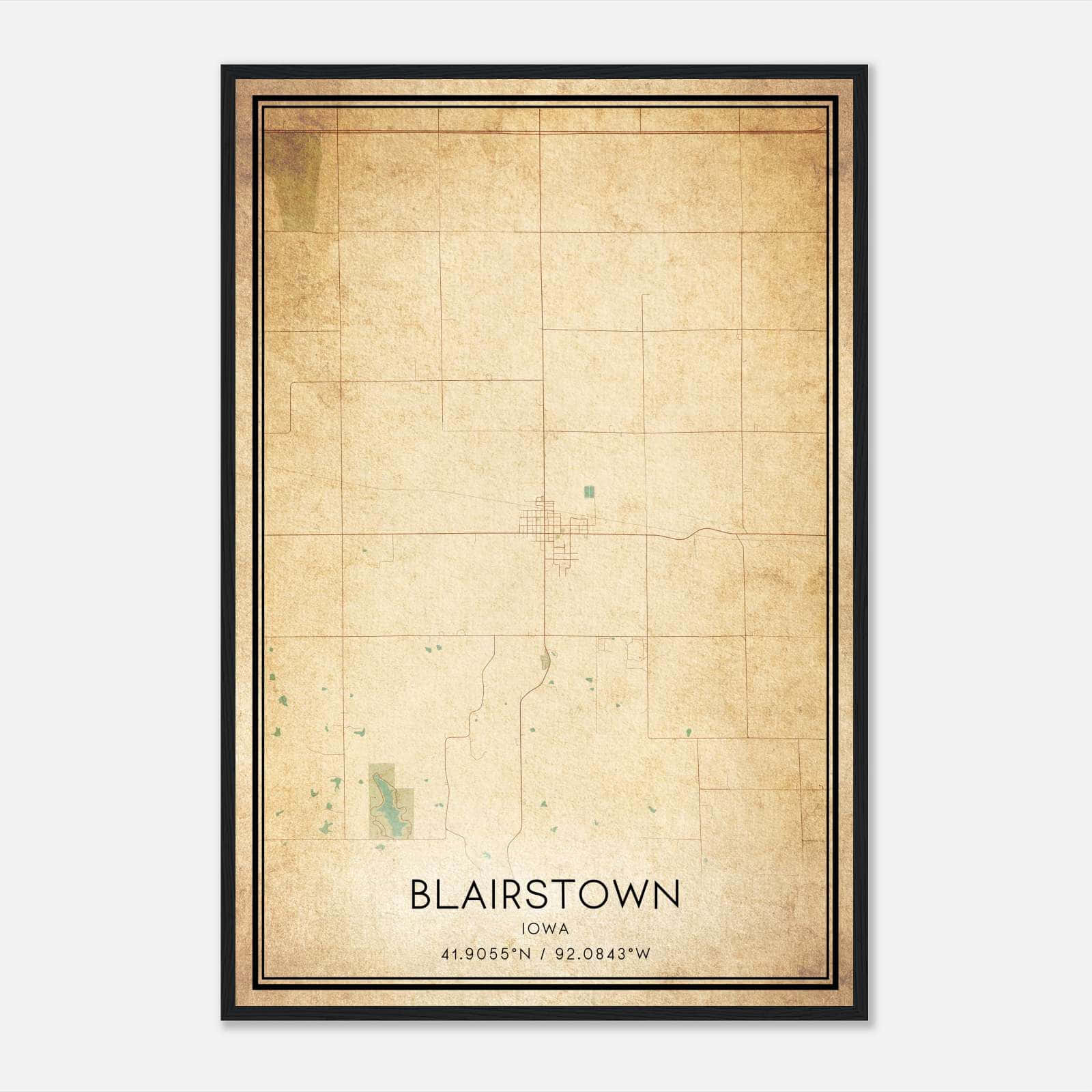 Vintage Blairstown Iowa Map Poster, Blairstown IA City Road Wall Art Print Vintage Blairstown Iowa Map Poster, Blairstown IA City Road Wall Art Print