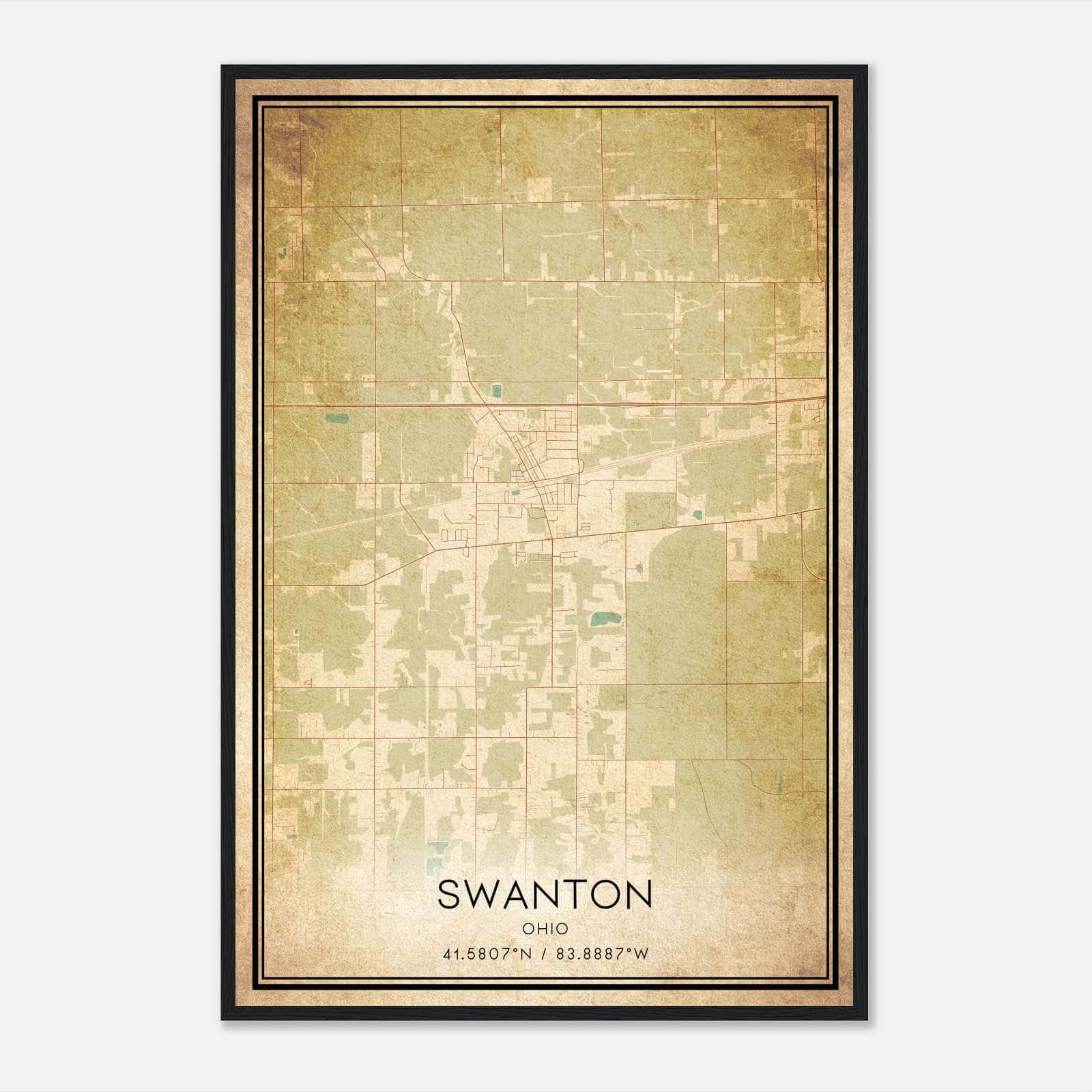 Vintage Swanton Ohio Map Poster, Swanton OH City Road Wall Art Print Vintage Swanton Ohio Map Poster, Swanton OH City Road Wall Art Print
