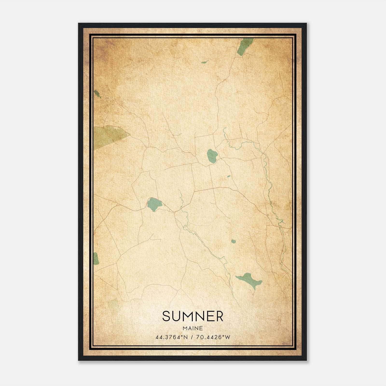 Vintage Sumner Maine Map Poster, Sumner ME City Road Wall Art Print Vintage Sumner Maine Map Poster, Sumner ME City Road Wall Art Print