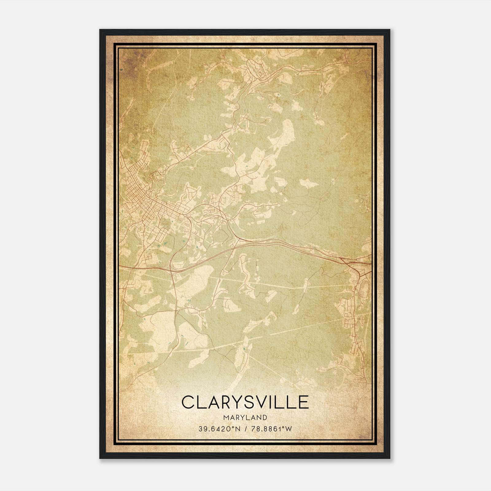 Vintage Clarysville Maryland Map Poster, Clarysville MD City Road Wall Art Print Vintage Clarysville Maryland Map Poster, Clarysville MD City Road Wall Art Print