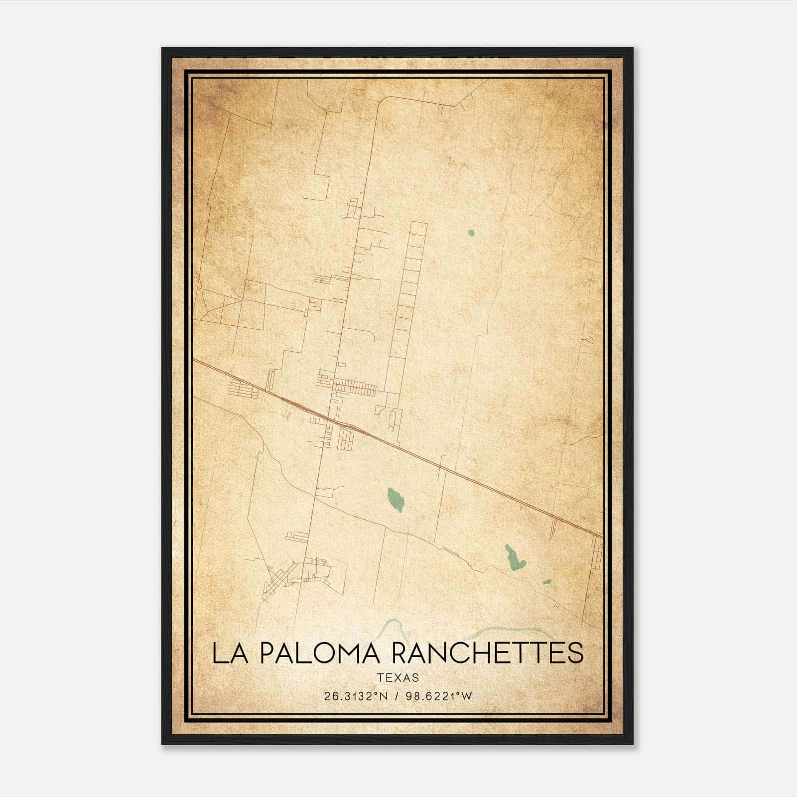 Vintage La Paloma Ranchettes Texas Map Poster, La Paloma Ranchettes TX City Road Wall Art Print Vintage La Paloma Ranchettes Texas Map Poster, La Paloma Ranchettes TX City Road Wall Art Print