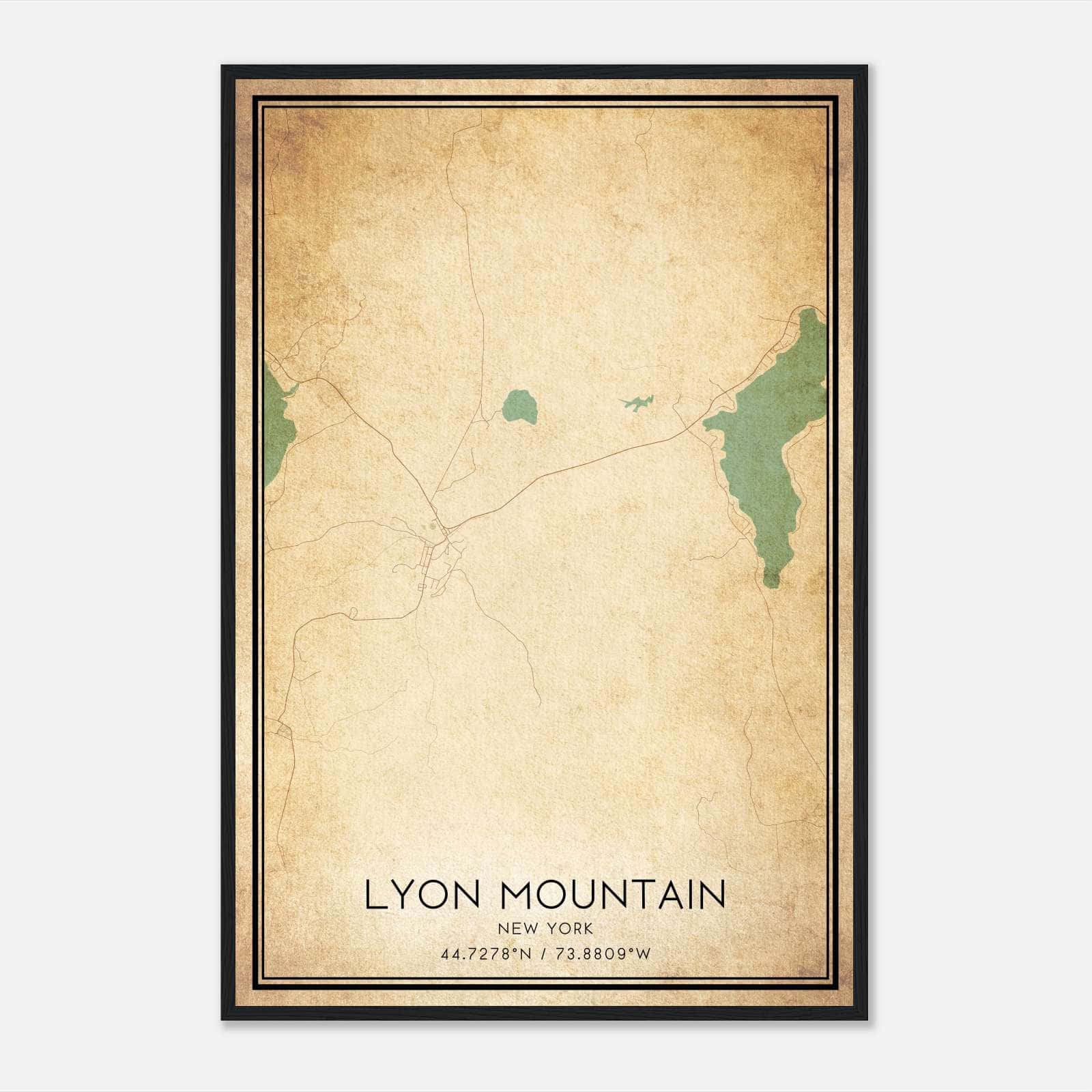 Vintage Lyon Mountain New York Map Poster, Lyon Mountain NY City Road Wall Art Print Vintage Lyon Mountain New York Map Poster, Lyon Mountain NY City Road Wall Art Print
