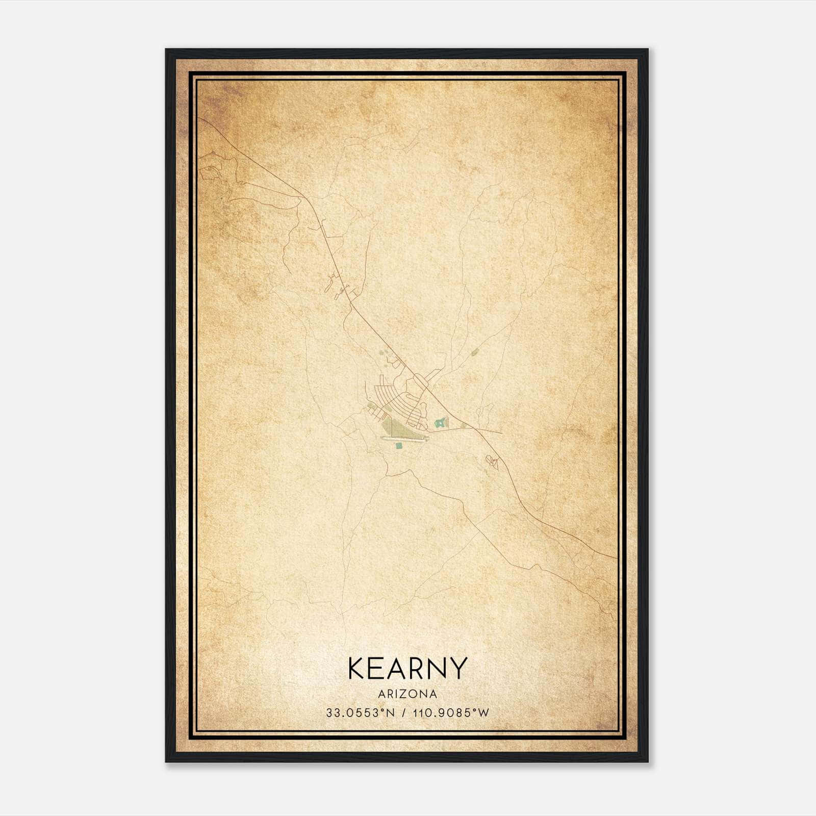 Vintage Kearny Arizona Map Poster, Kearny AZ City Road Wall Art Print Vintage Kearny Arizona Map Poster, Kearny AZ City Road Wall Art Print
