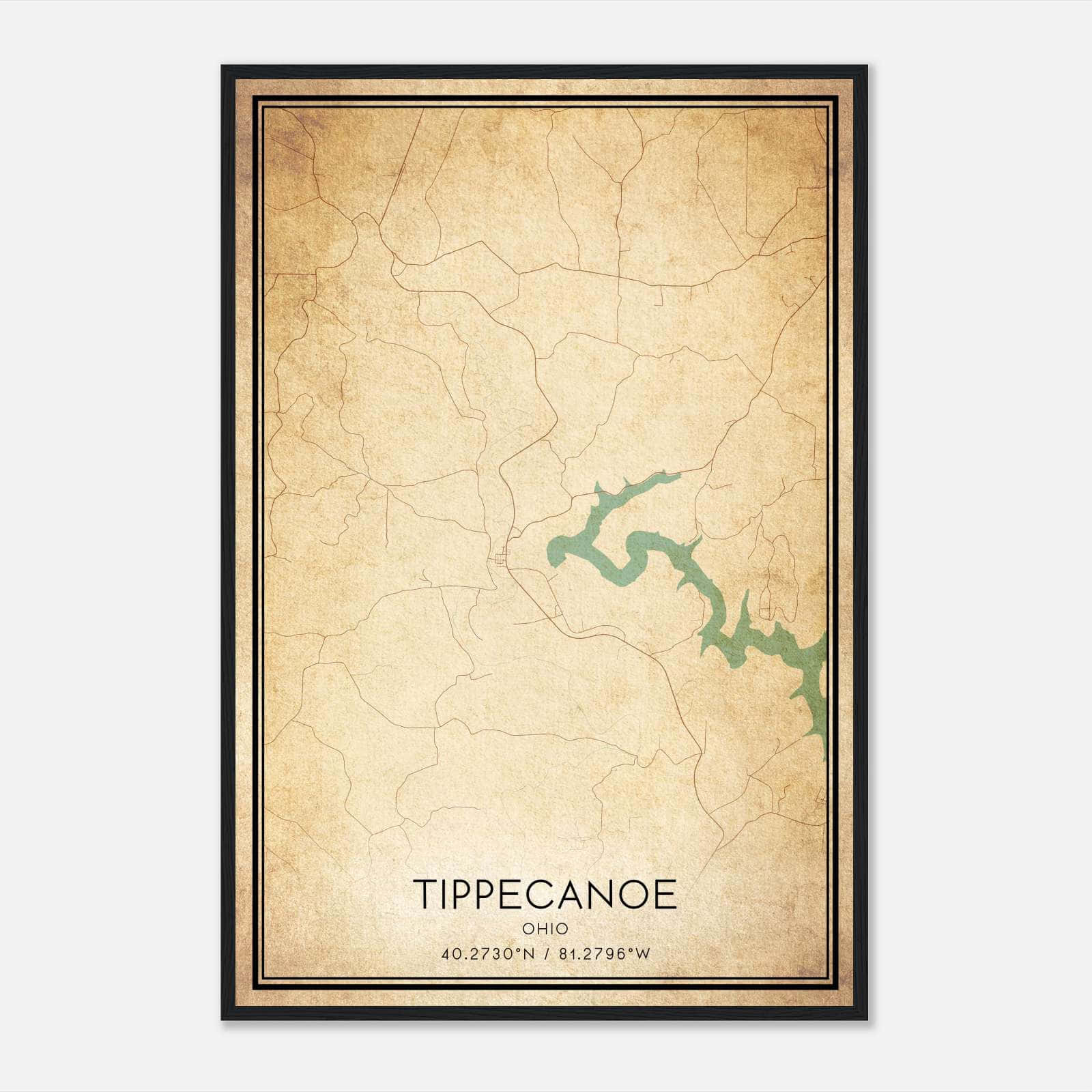 Vintage Tippecanoe Ohio Map Poster, Tippecanoe OH City Road Wall Art Print Vintage Tippecanoe Ohio Map Poster, Tippecanoe OH City Road Wall Art Print