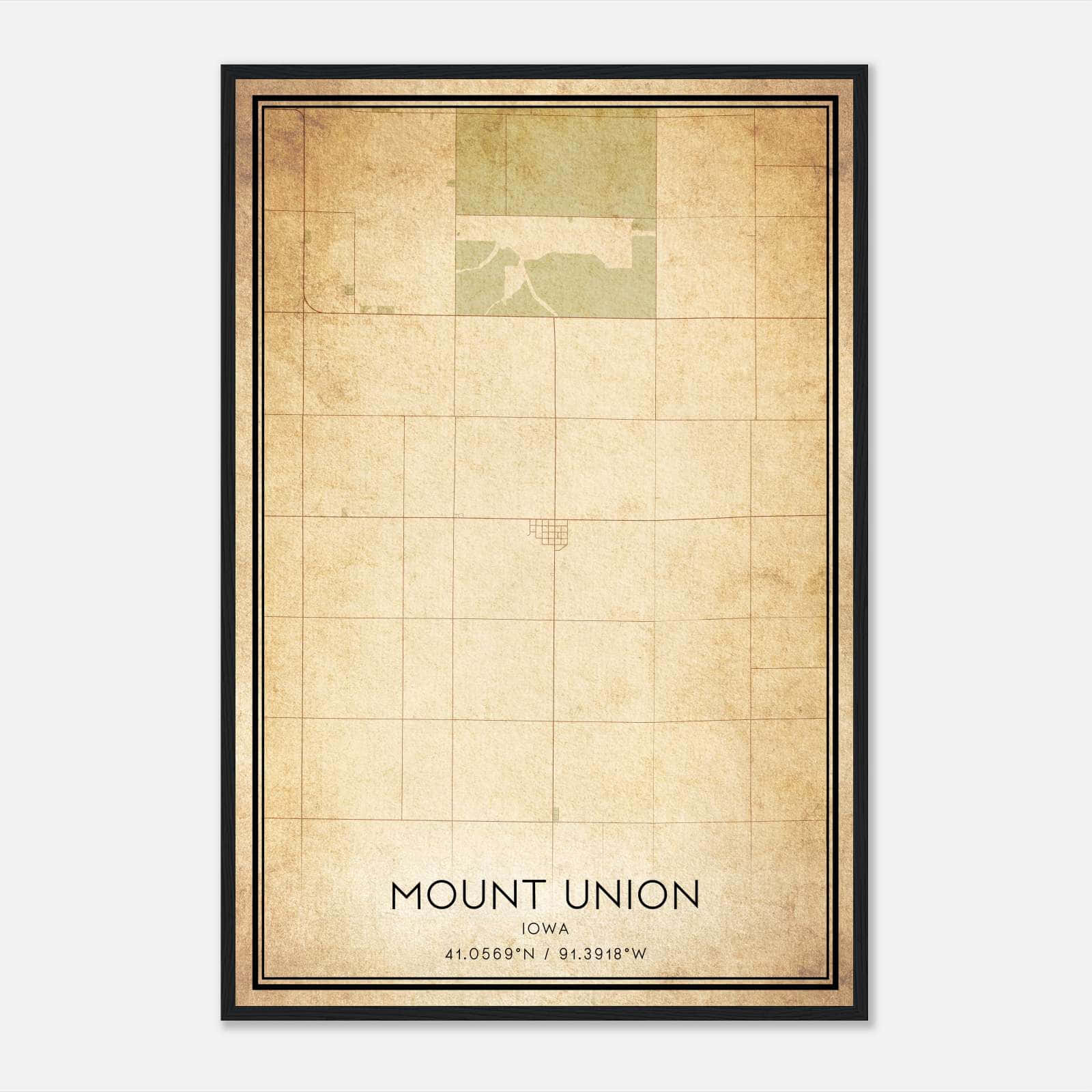 Vintage Mount Union Iowa Map Poster, Mount Union IA City Road Wall Art Print Vintage Mount Union Iowa Map Poster, Mount Union IA City Road Wall Art Print