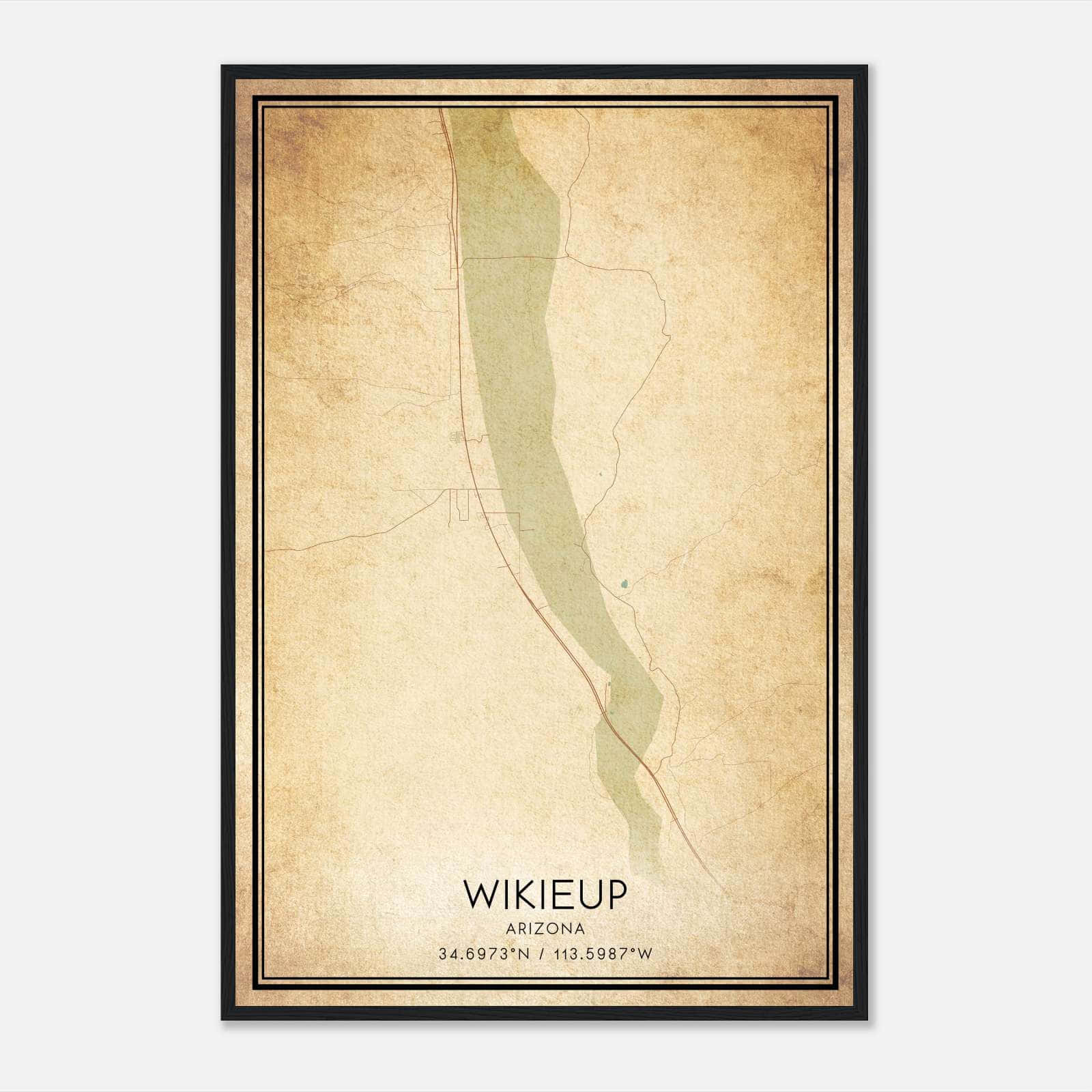 Vintage Wikieup Arizona Map Poster, Wikieup AZ City Road Wall Art Print Vintage Wikieup Arizona Map Poster, Wikieup AZ City Road Wall Art Print