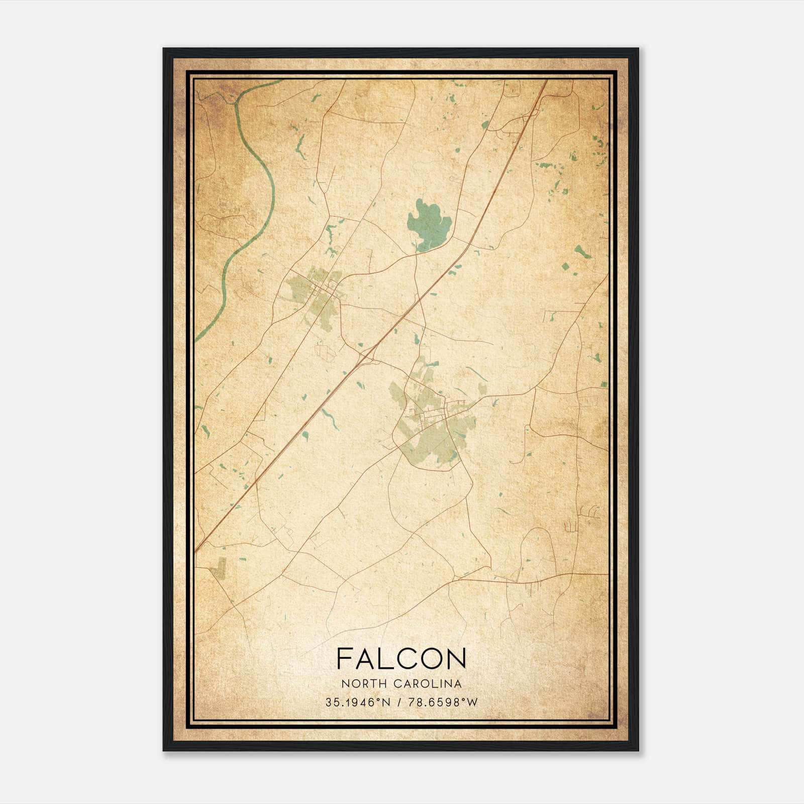 Vintage Falcon North Carolina Map Poster, Falcon NC City Road Wall Art Print Vintage Falcon North Carolina Map Poster, Falcon NC City Road Wall Art Print