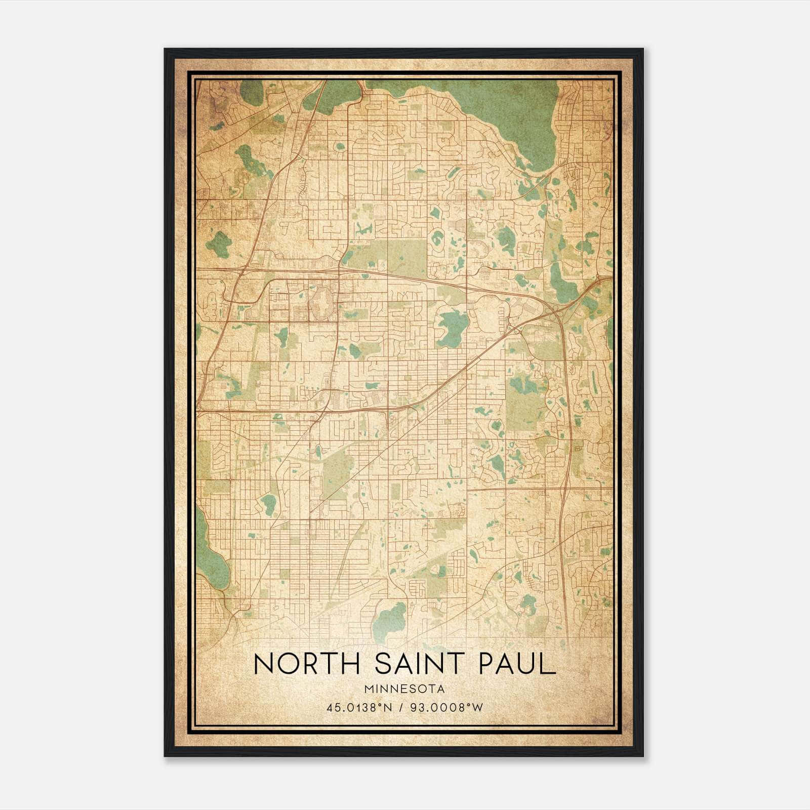 Vintage North Saint Paul Minnesota Map Poster, North Saint Paul MN City Road Wall Art Print Vintage North Saint Paul Minnesota Map Poster, North Saint Paul MN City Road Wall Art Print