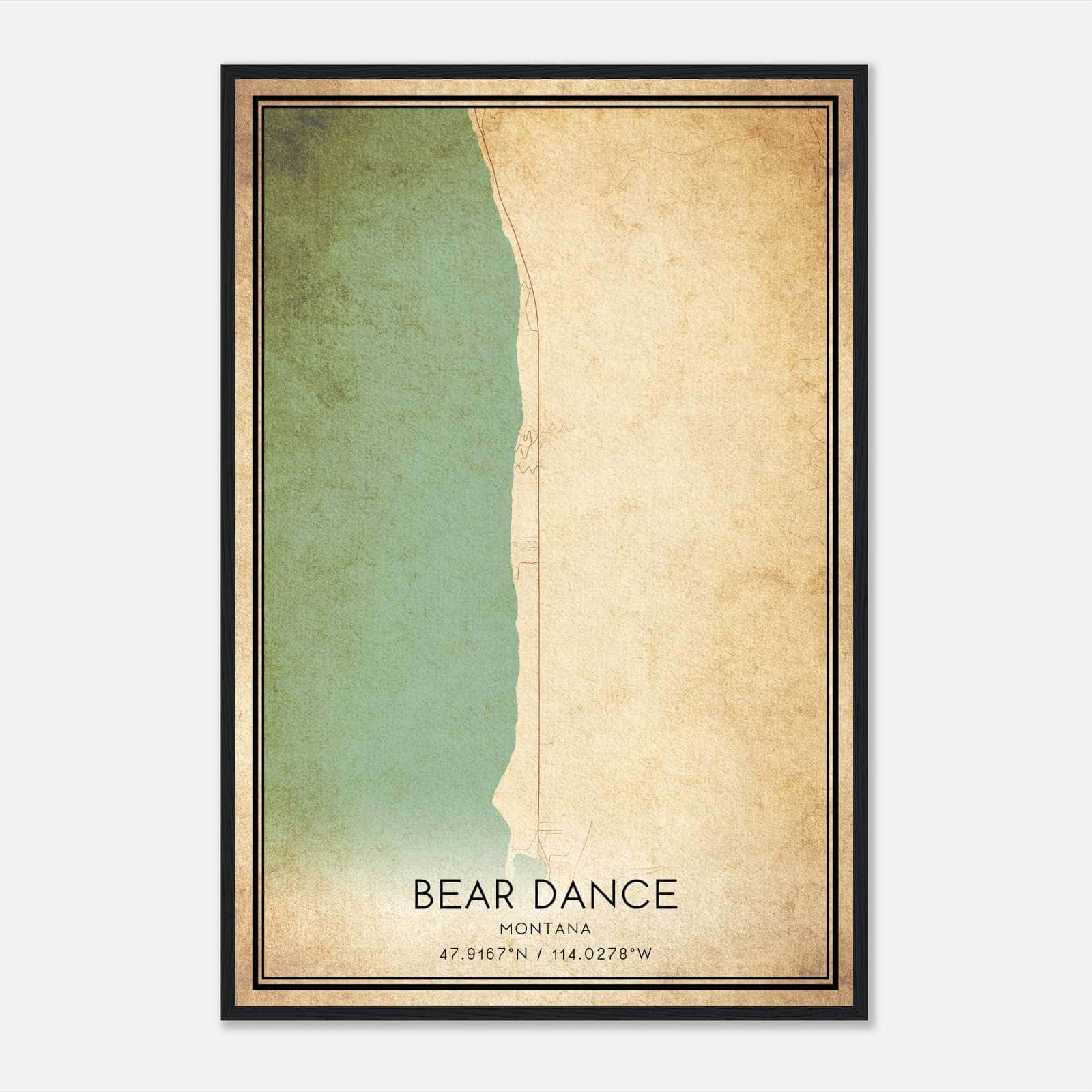Vintage Bear Dance Montana Map Poster, Bear Dance MT City Road Wall Art Print Vintage Bear Dance Montana Map Poster, Bear Dance MT City Road Wall Art Print