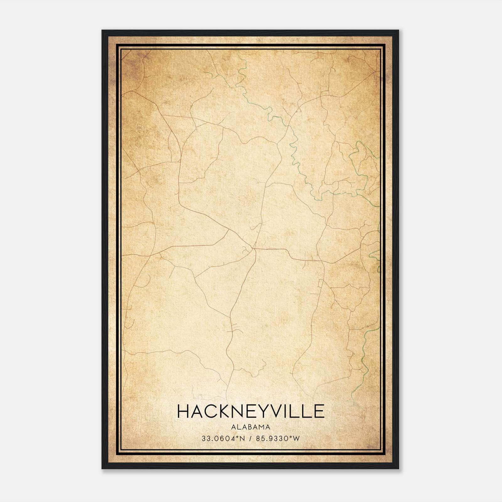 Vintage Hackneyville Alabama Map Poster, Hackneyville AL City Road Wall Art Print Vintage Hackneyville Alabama Map Poster, Hackneyville AL City Road Wall Art Print