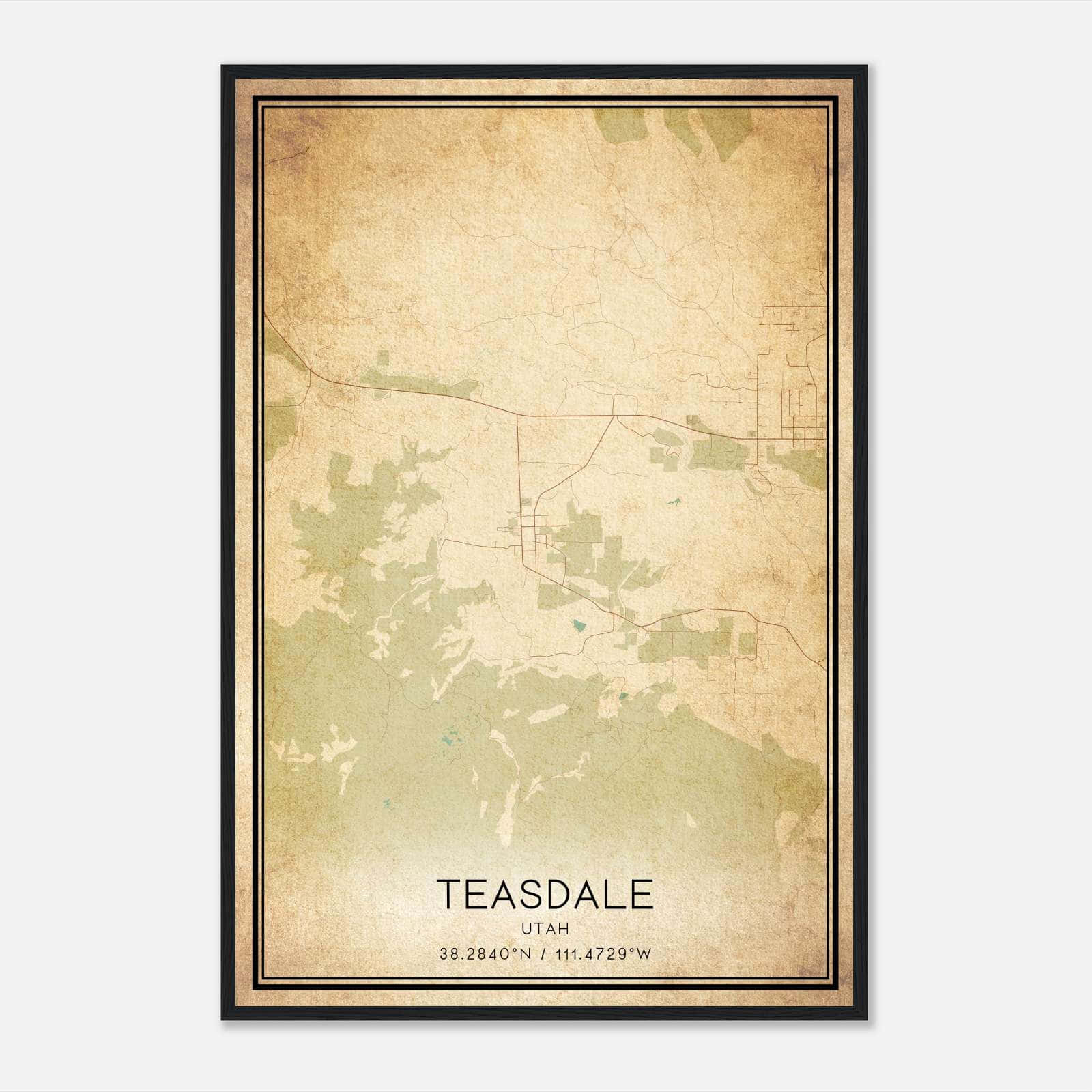 Vintage Teasdale Utah Map Poster, Teasdale UT City Road Wall Art Print Vintage Teasdale Utah Map Poster, Teasdale UT City Road Wall Art Print