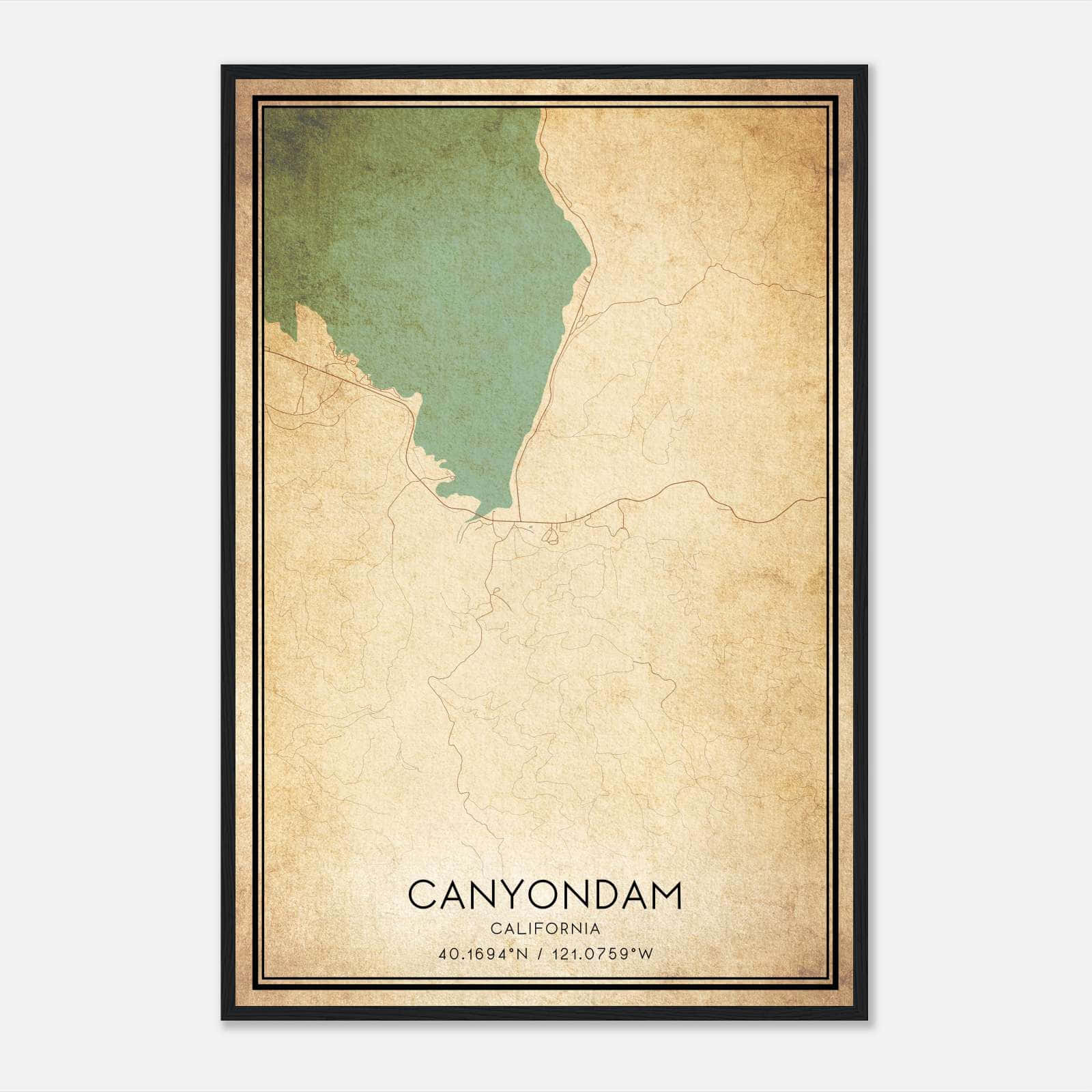 Vintage Canyondam California Map Poster, Canyondam CA City Road Wall Art Print Vintage Canyondam California Map Poster, Canyondam CA City Road Wall Art Print