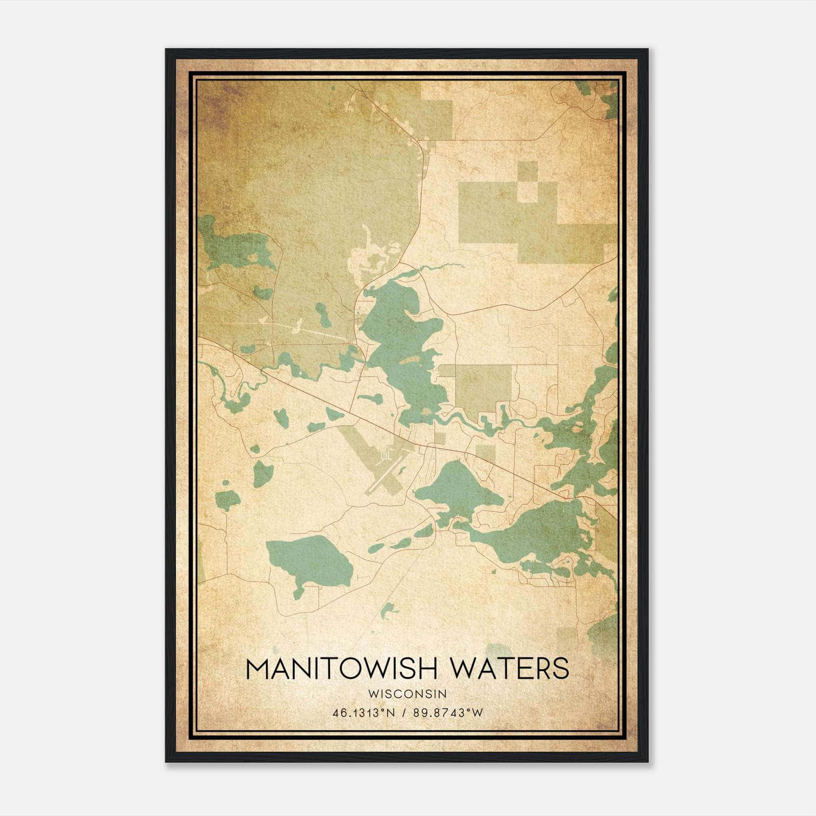 Vintage Manitowish Waters Wisconsin Map Poster, Manitowish Waters WI City Road Wall Art Print Vintage Manitowish Waters Wisconsin Map Poster, Manitowish Waters WI City Road Wall Art Print