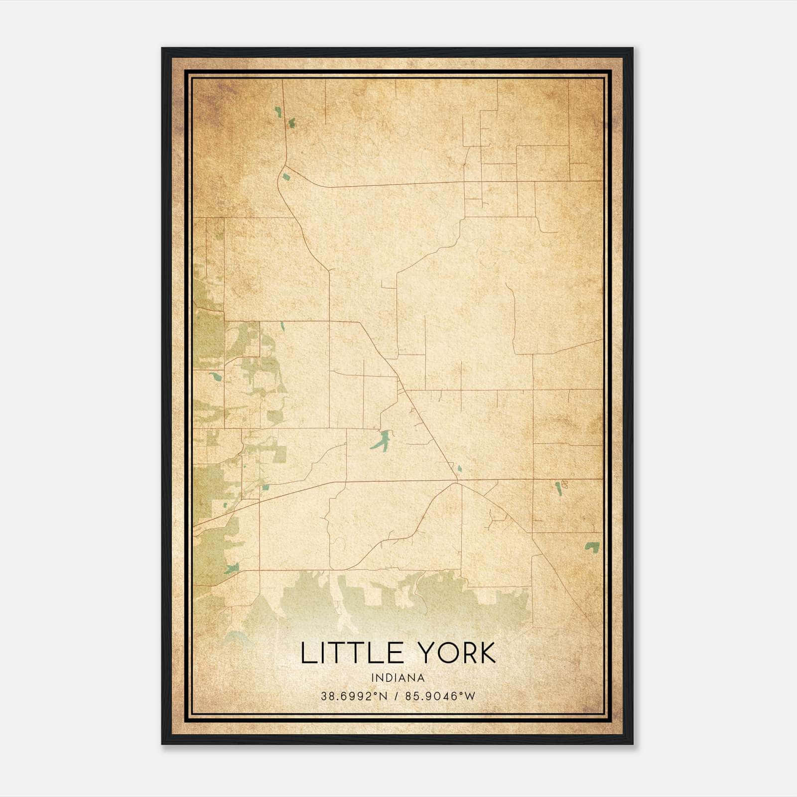 Vintage Little York Indiana Map Poster, Little York IN City Road Wall Art Print Vintage Little York Indiana Map Poster, Little York IN City Road Wall Art Print