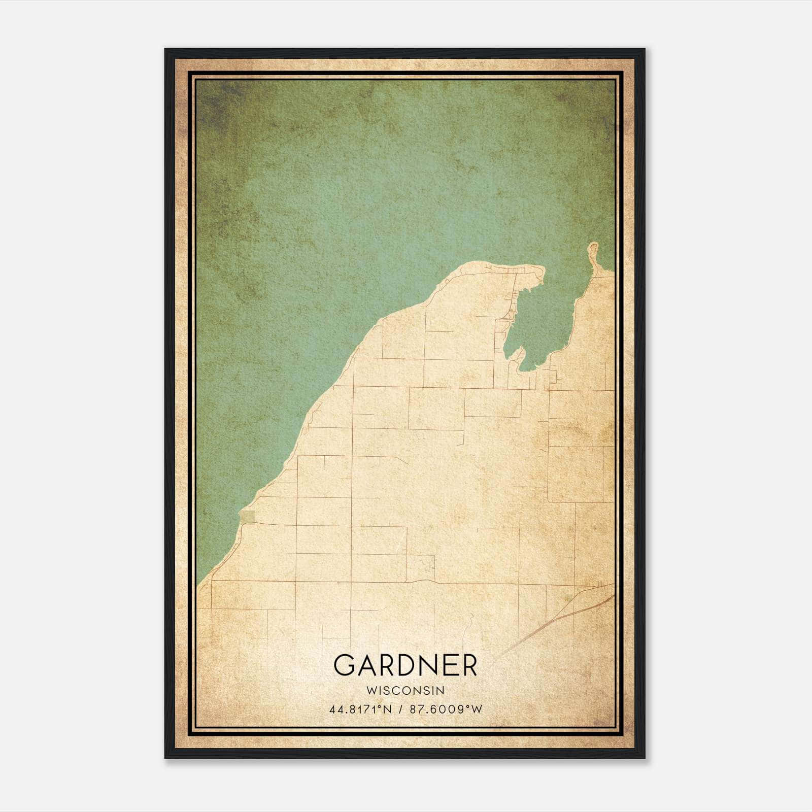 Vintage Gardner Wisconsin Map Poster, Gardner WI City Road Wall Art Print Vintage Gardner Wisconsin Map Poster, Gardner WI City Road Wall Art Print