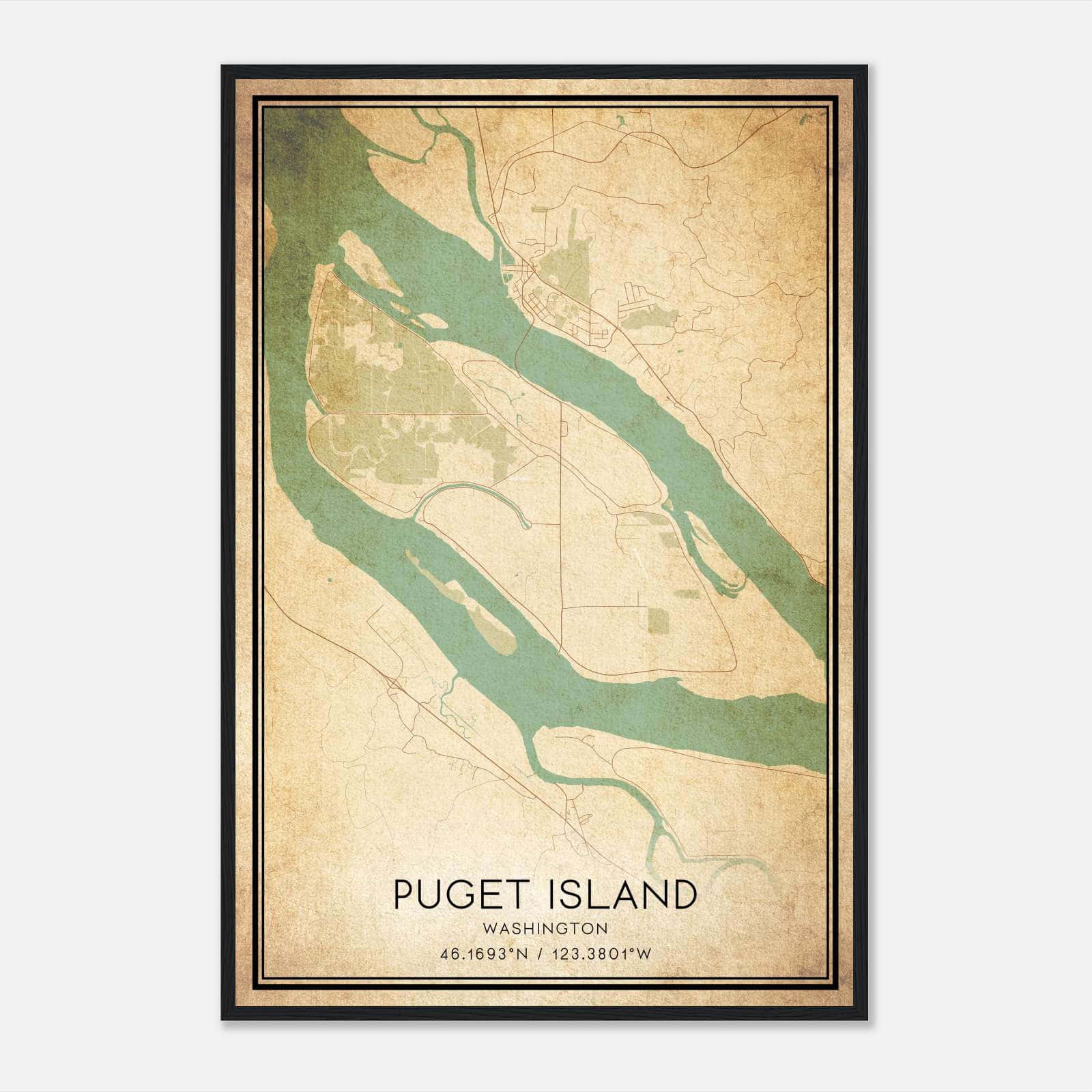 Vintage Puget Island Washington Map Poster, Puget Island WA City Road Wall Art Print Vintage Puget Island Washington Map Poster, Puget Island WA City Road Wall Art Print
