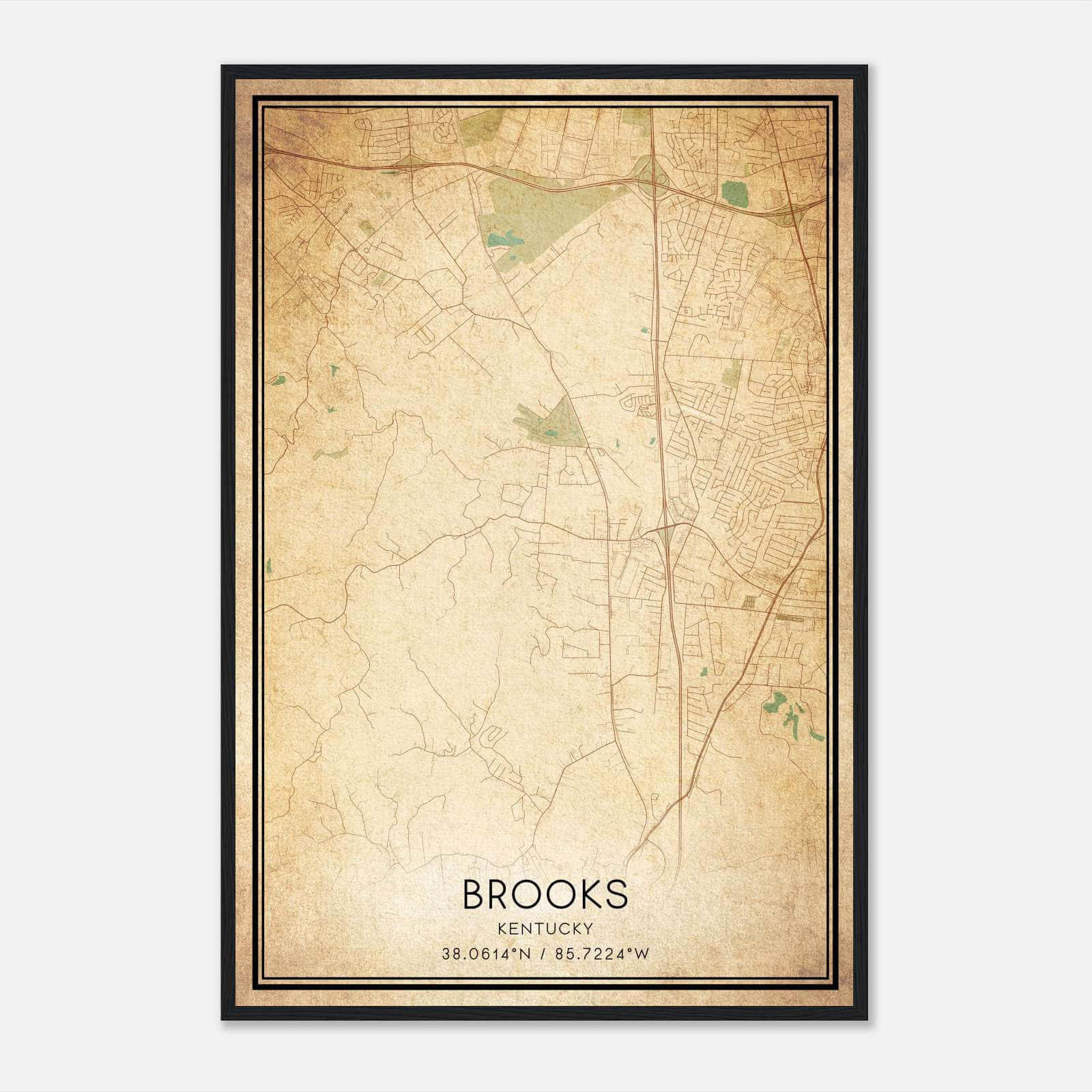 Vintage Brooks Kentucky Map Poster, Brooks KY City Road Wall Art Print Vintage Brooks Kentucky Map Poster, Brooks KY City Road Wall Art Print