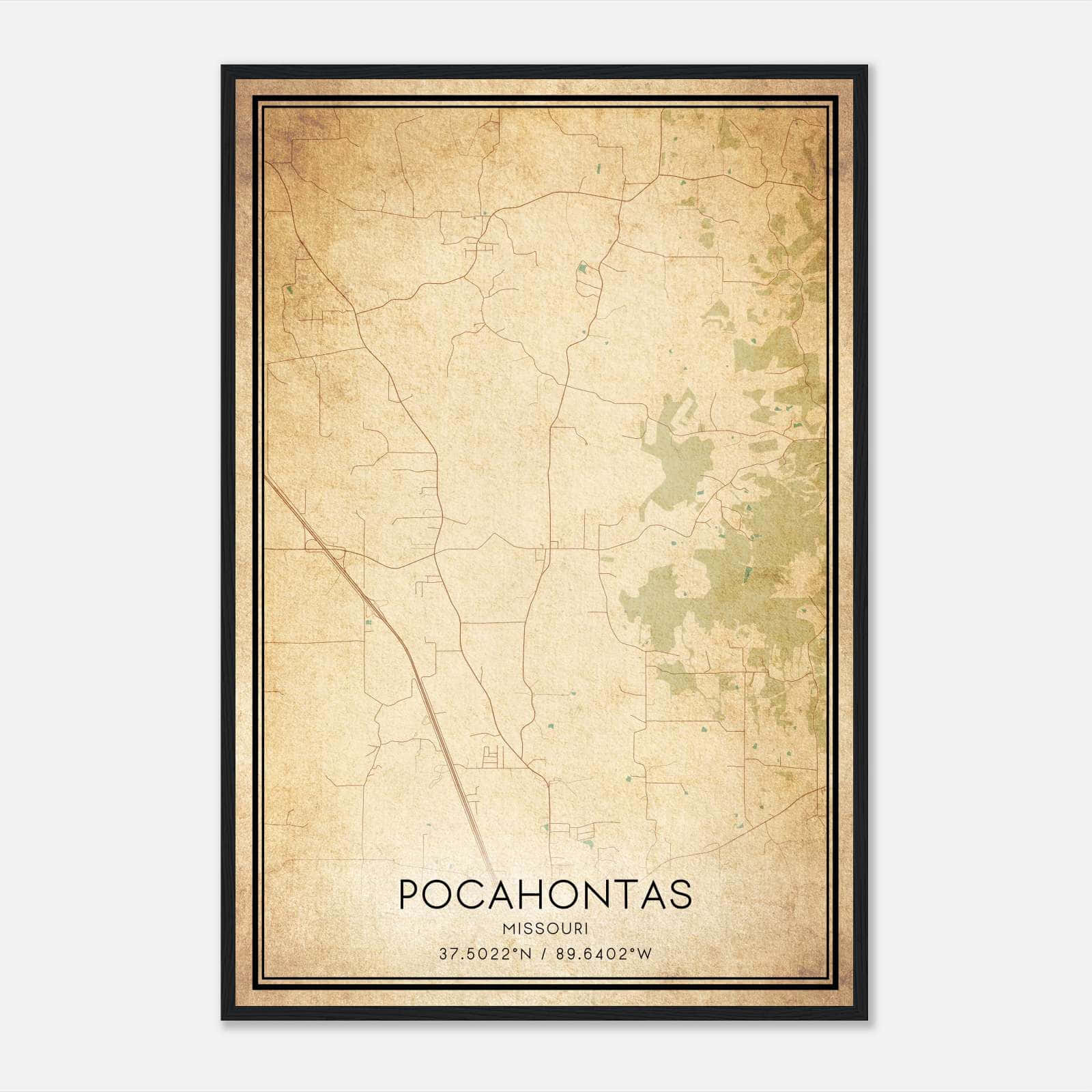 Vintage Pocahontas Missouri Map Poster, Pocahontas MO City Road Wall Art Print Vintage Pocahontas Missouri Map Poster, Pocahontas MO City Road Wall Art Print